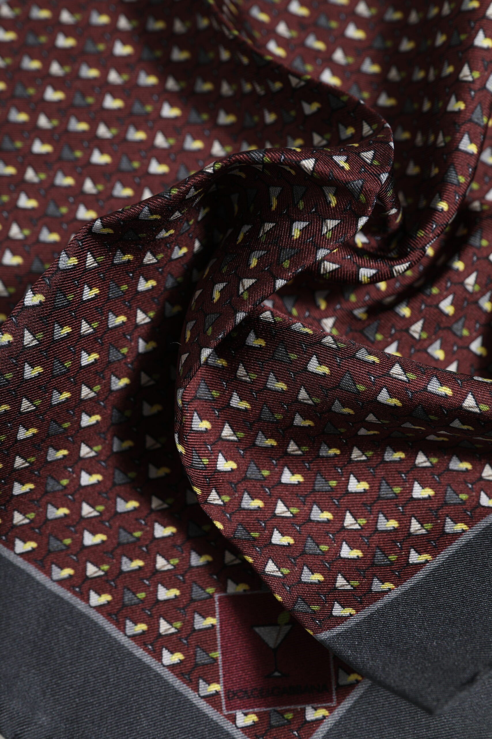 Dolce & Gabbana Maroon Cocktail Silk Square Foulard Scarf | Regal Royce