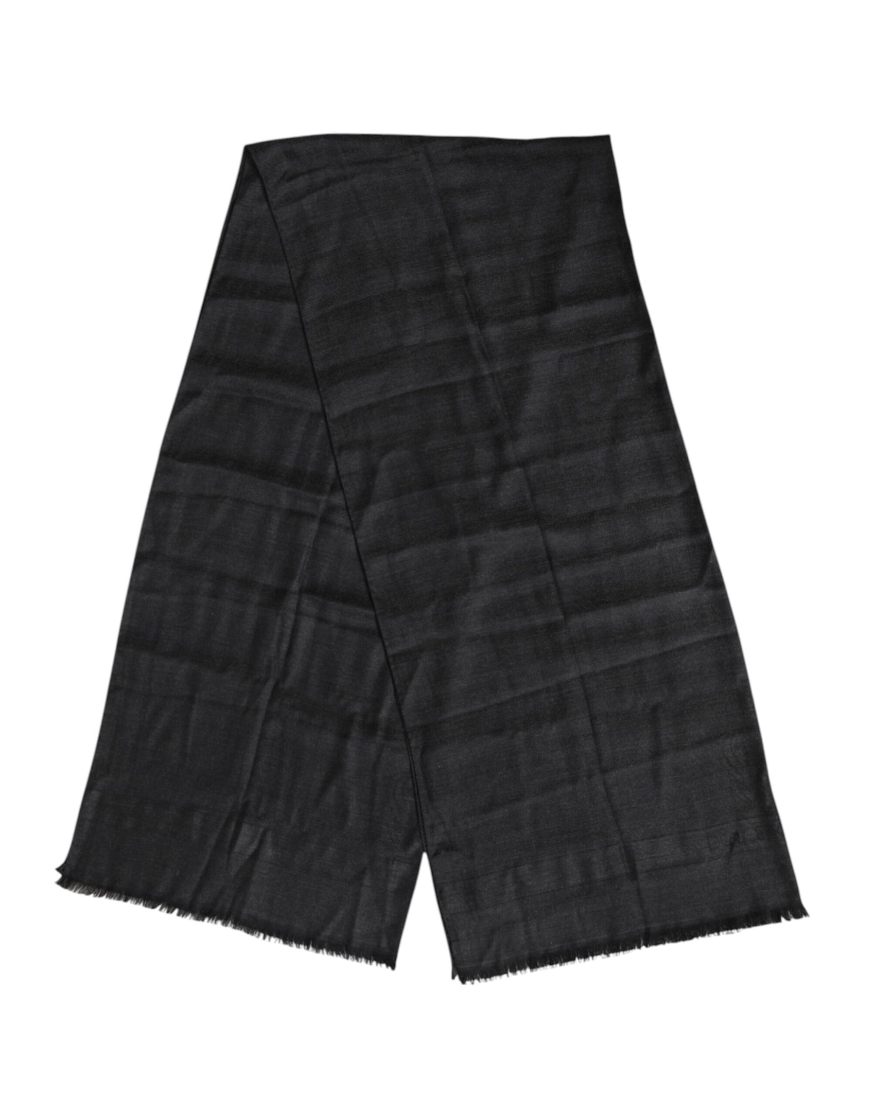 Dolce & Gabbana Dark Gray Cashmere Fringes Neck Warmer Scarf | Regal Royce