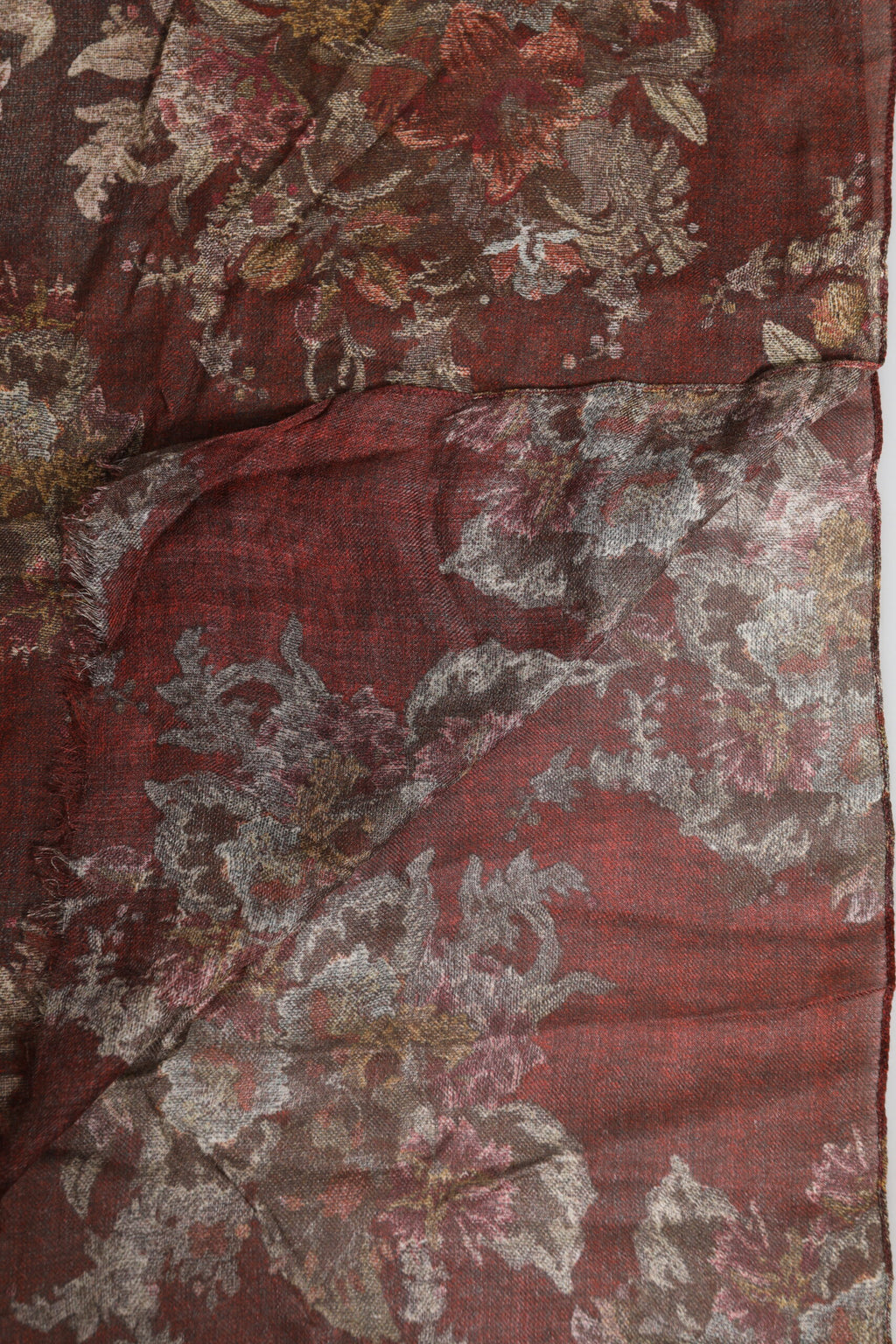 Dolce & Gabbana Maroon Floral Neck Warmer Foulard Scarf