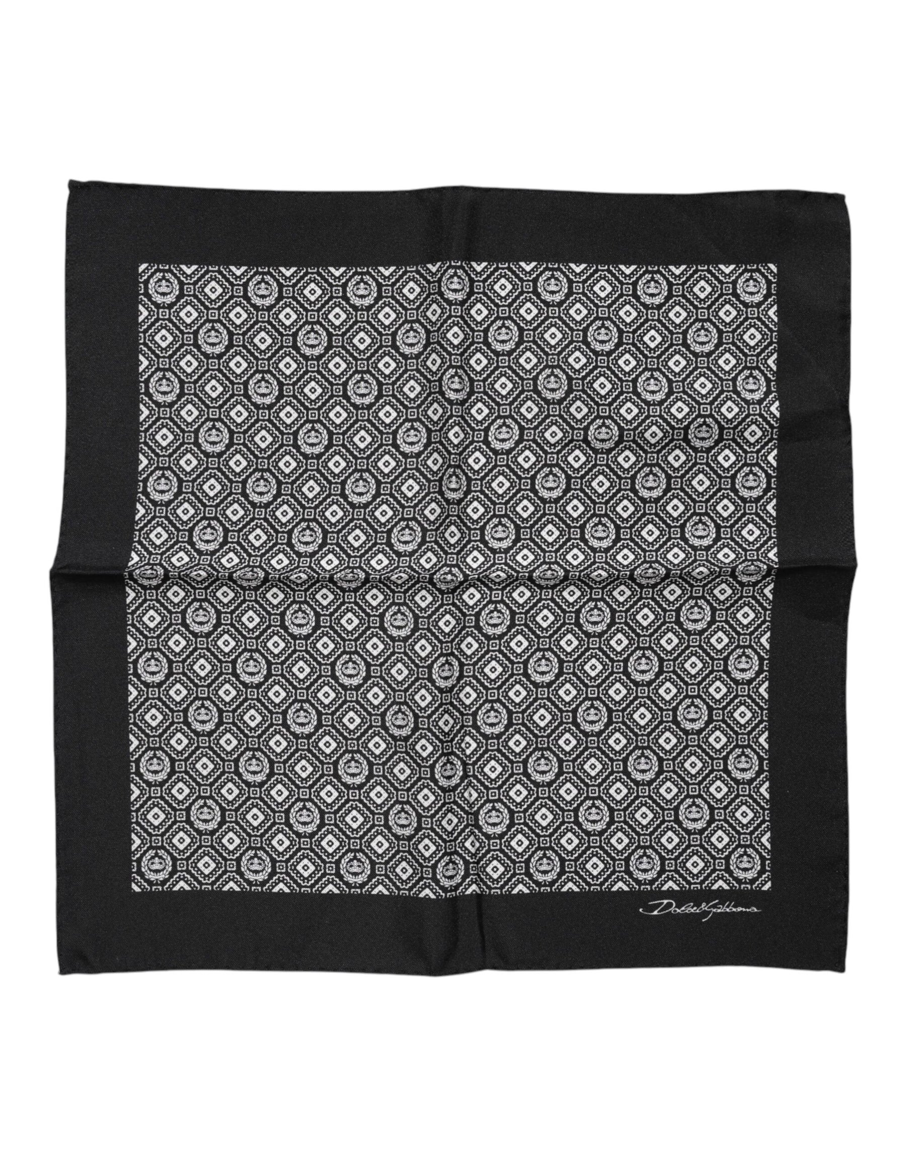 Dolce & Gabbana Black White Patterned Square Foulard Scarf | Regal Royce