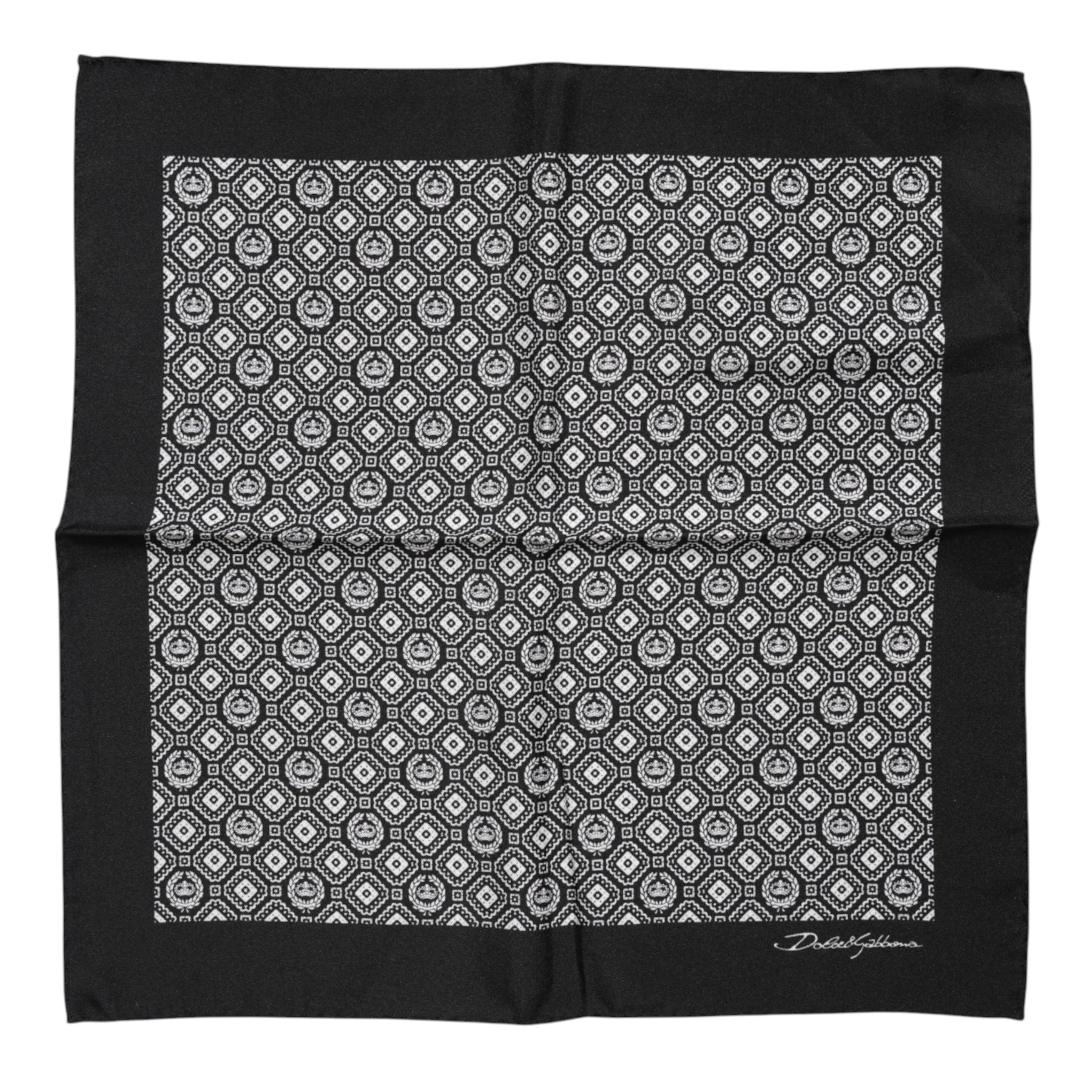 Dolce & Gabbana Black White Patterned Square Foulard Scarf | Regal Royce