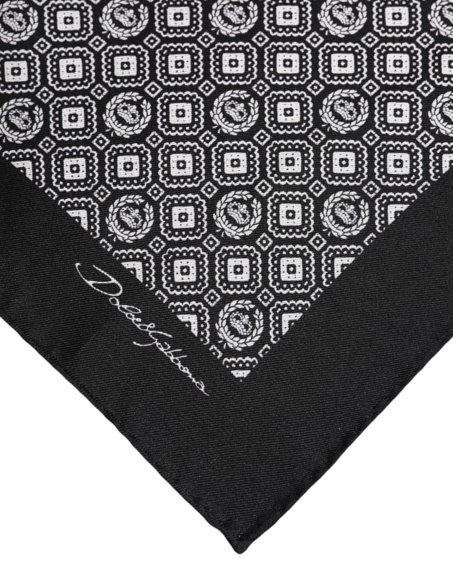 Dolce & Gabbana Black White Patterned Square Foulard Scarf | Regal Royce