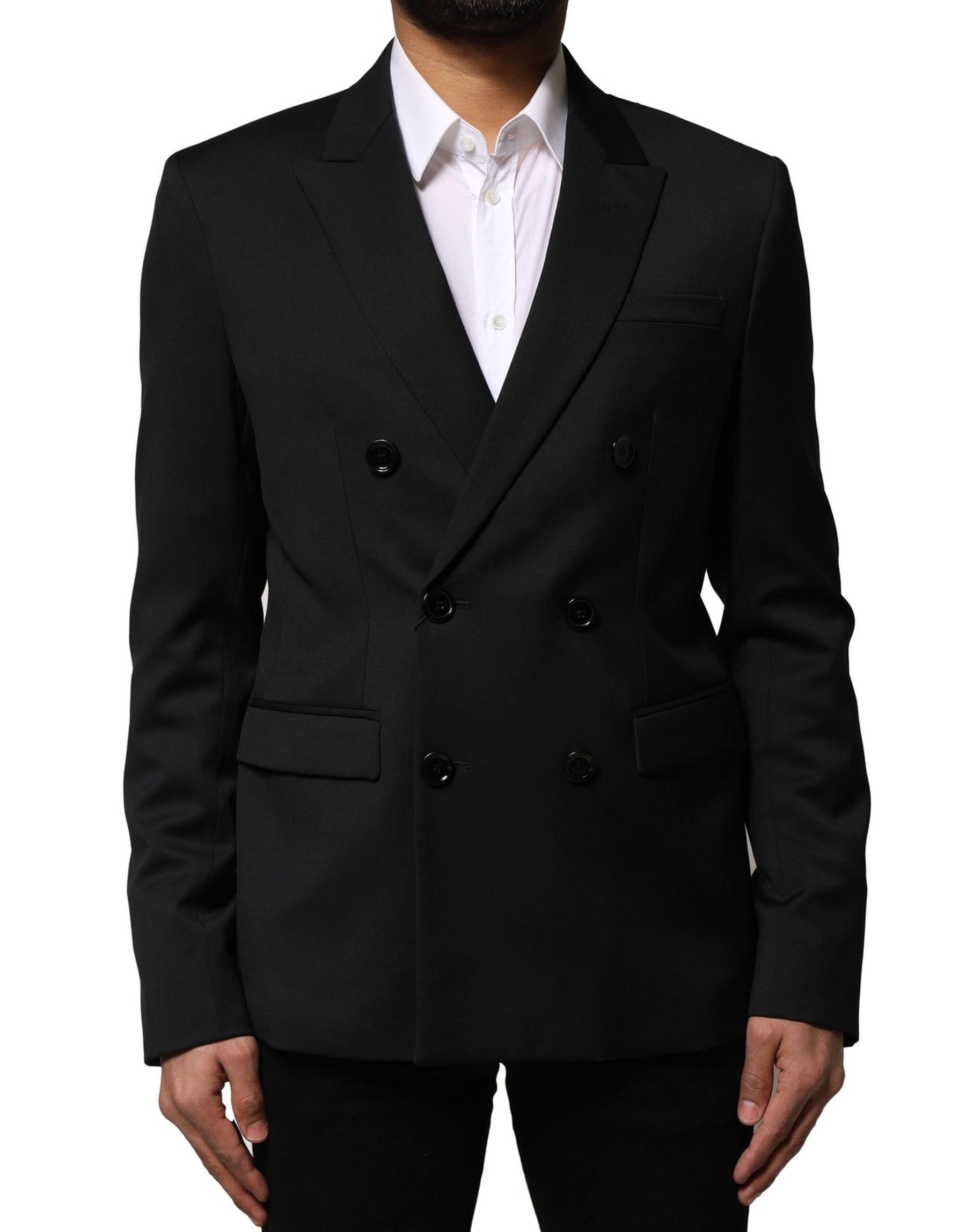 Emporio Armani Black Double Breasted Men Jacket Suit Blazer | Regal Royce
