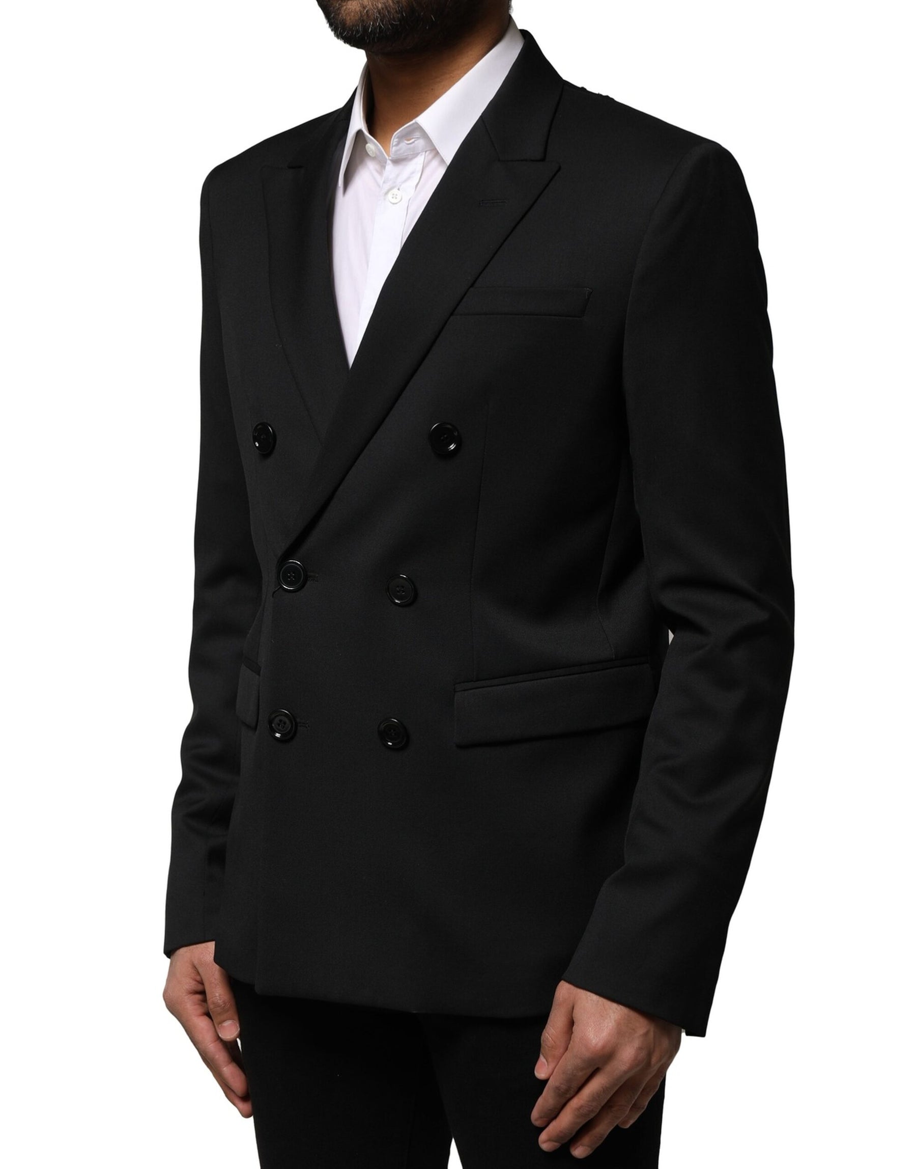 Emporio Armani Black Double Breasted Men Jacket Suit Blazer | Regal Royce