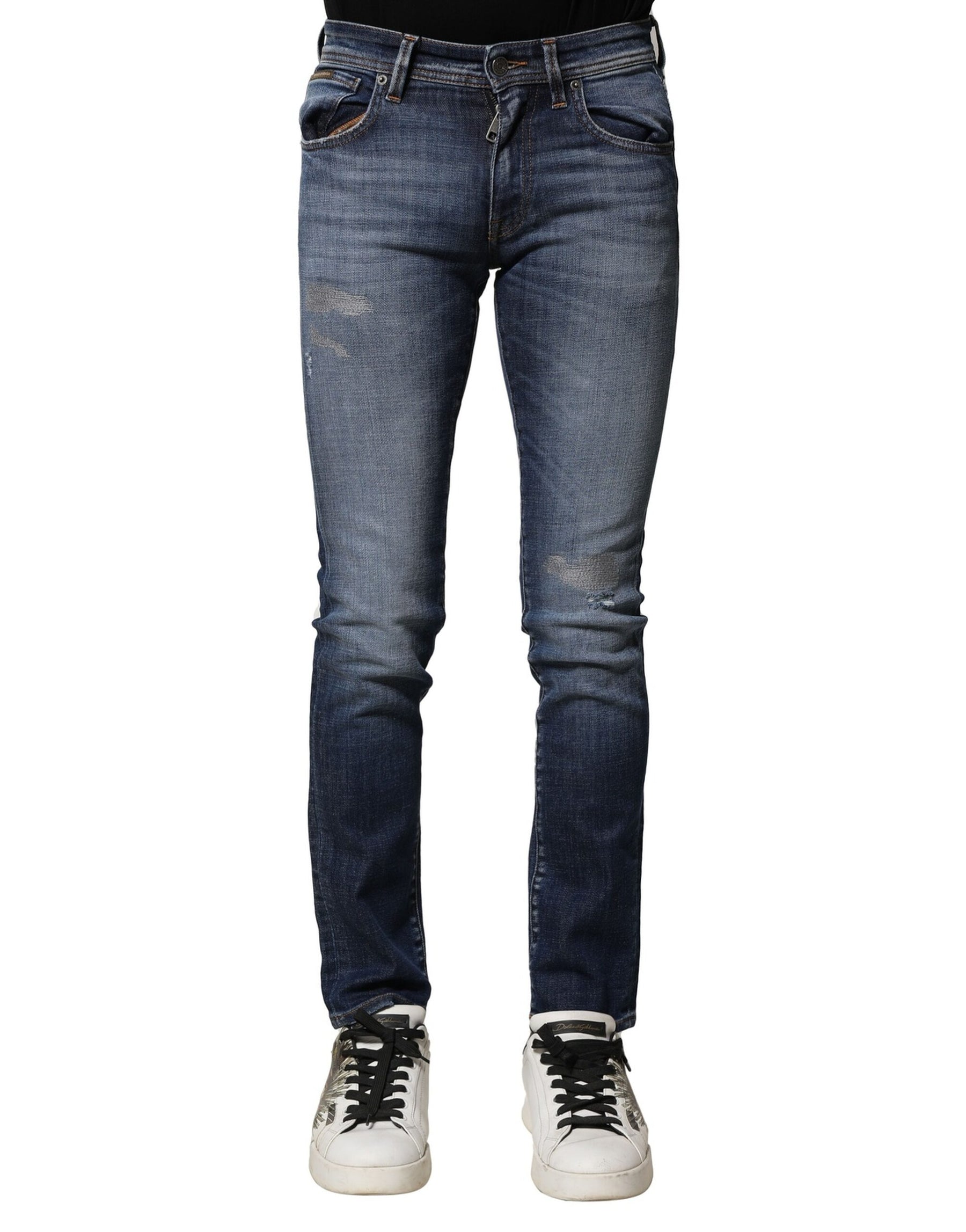 Dolce & Gabbana Blue Washed Cotton Slim Fit Men Denim Jeans | Regal Royce