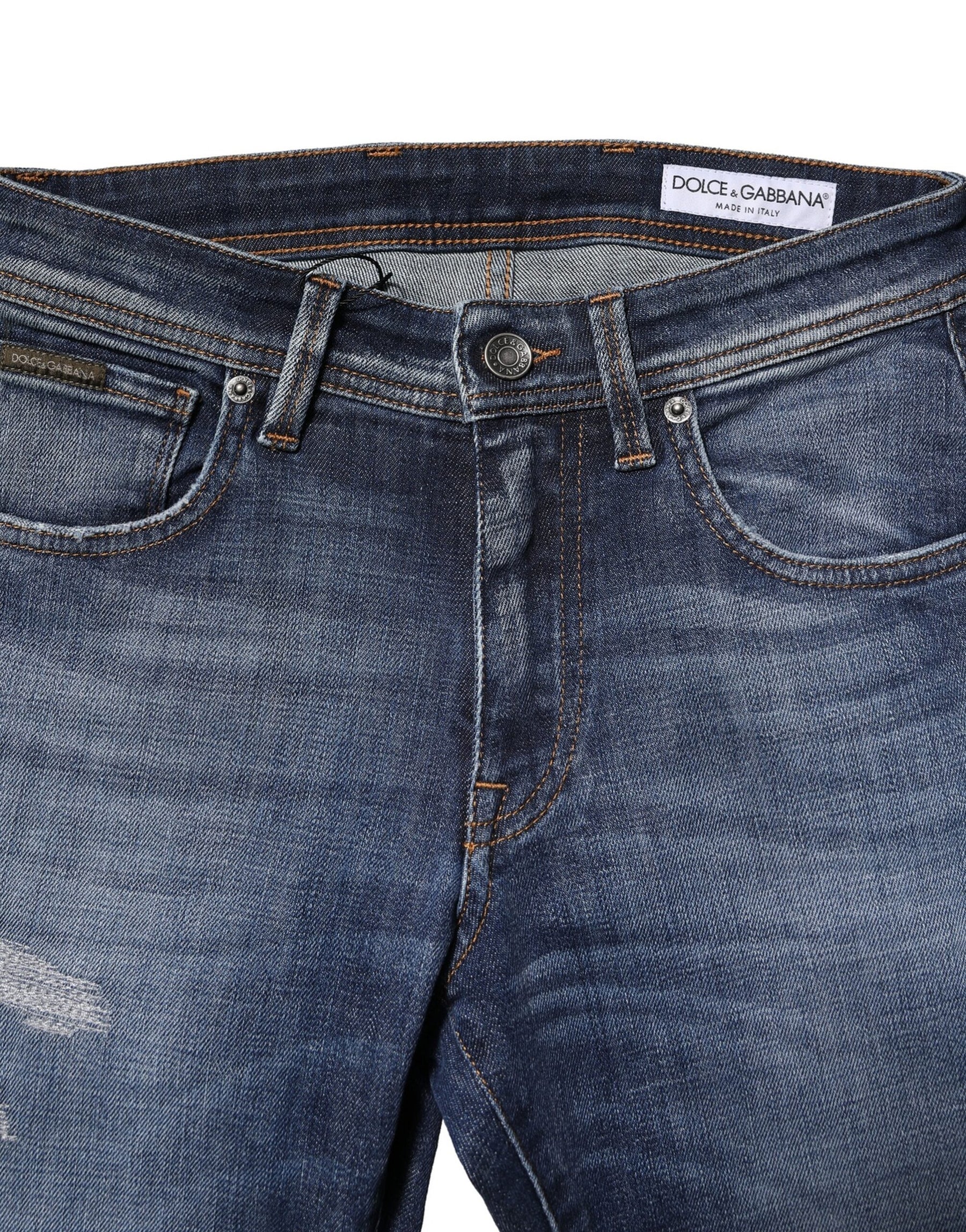 Dolce & Gabbana Blue Washed Cotton Slim Fit Men Denim Jeans | Regal Royce