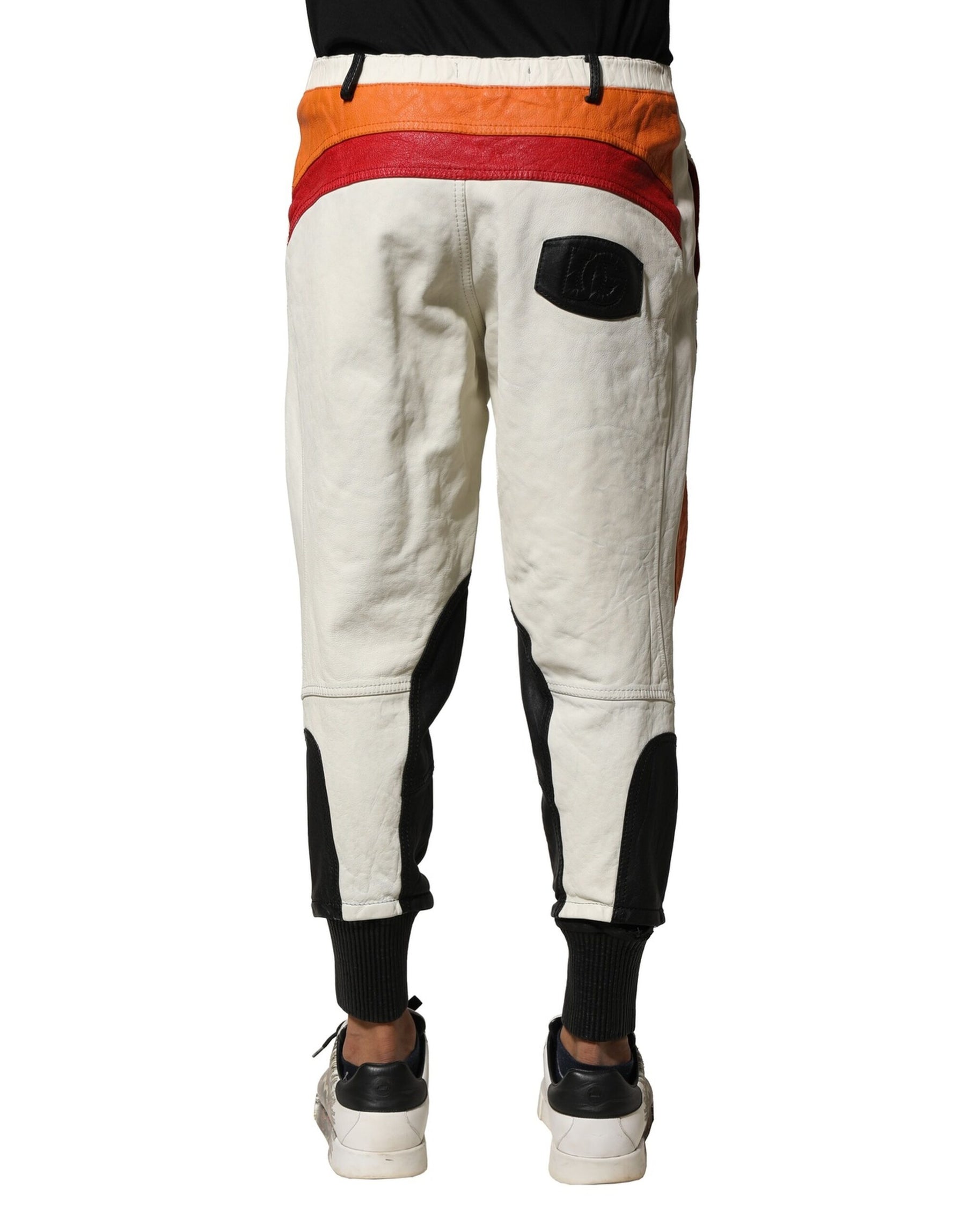 Dolce & Gabbana Multicolor Lambskin Tapered Men Pants | Regal Royce