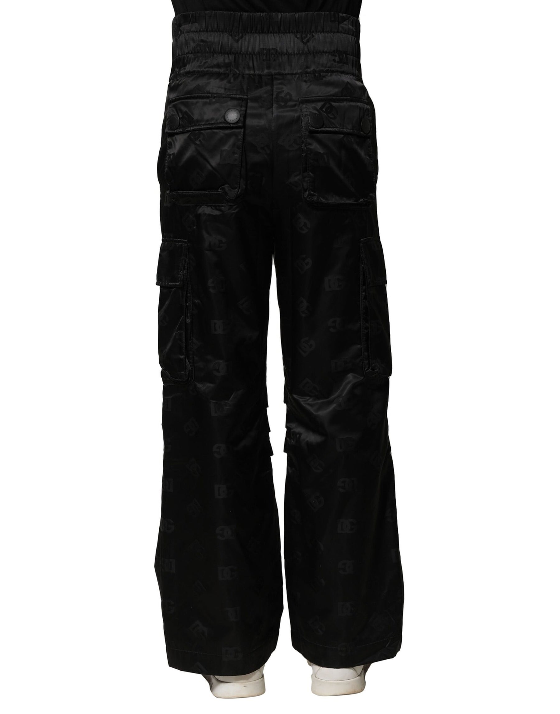 Dolce & Gabbana Black Nylon DG Logo Straight Pants | Regal Royce