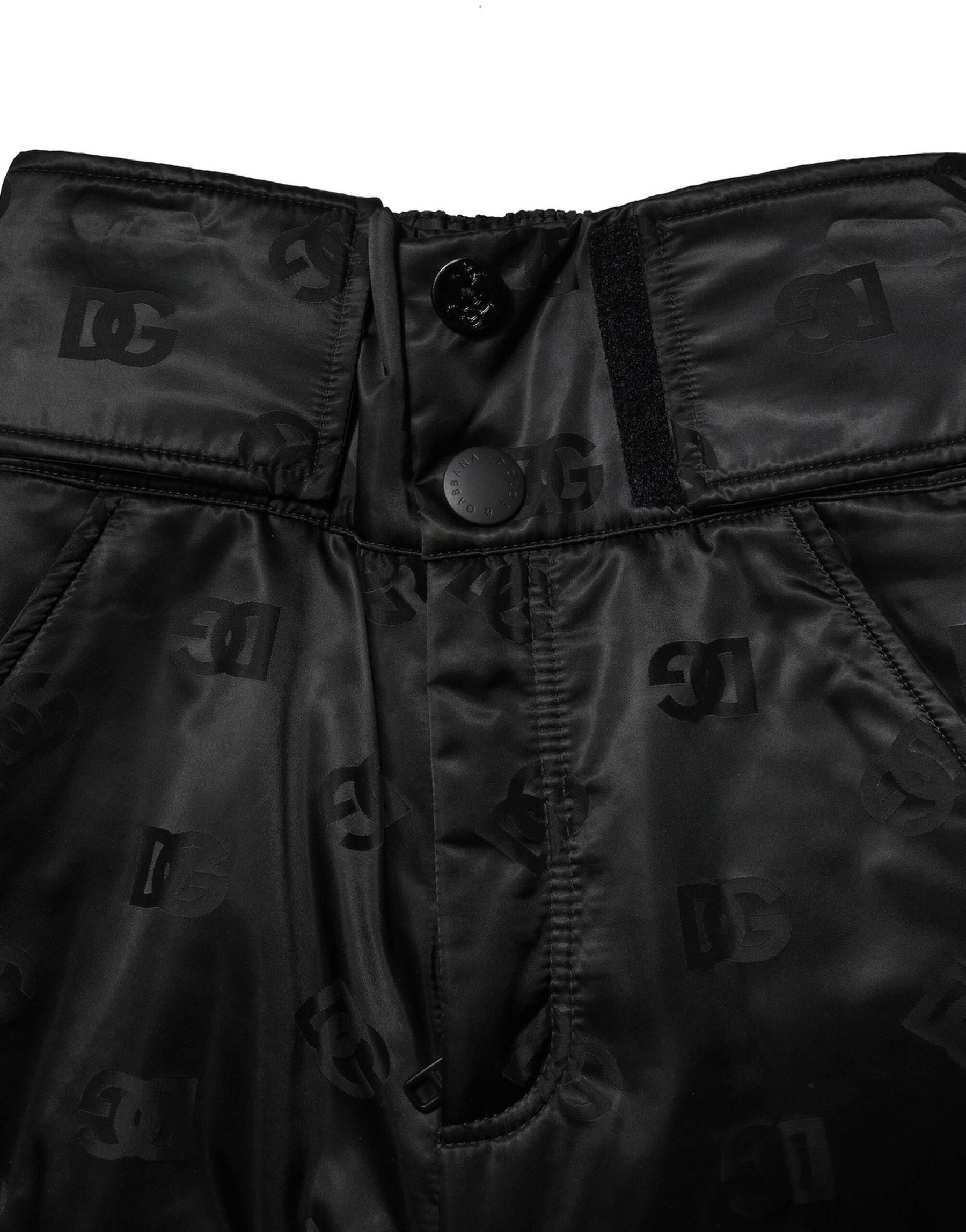Dolce & Gabbana Black Nylon DG Logo Straight Pants | Regal Royce
