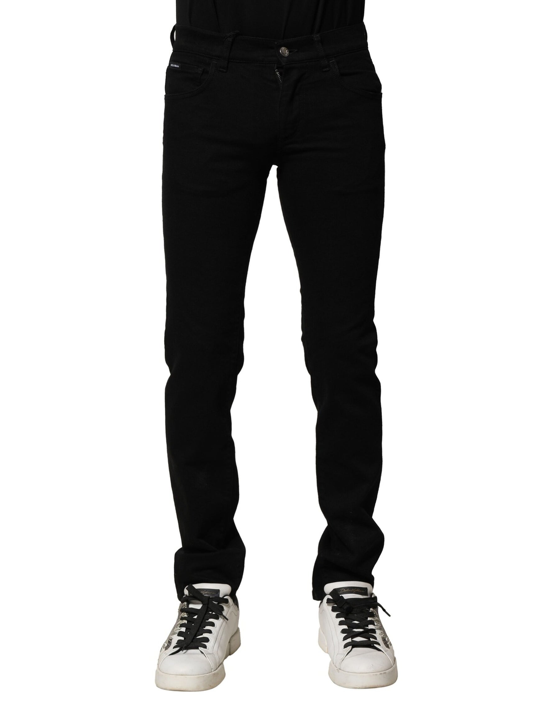 Dolce & Gabbana Black Cotton Stretch Skinny Men Denim Jeans | Regal Royce