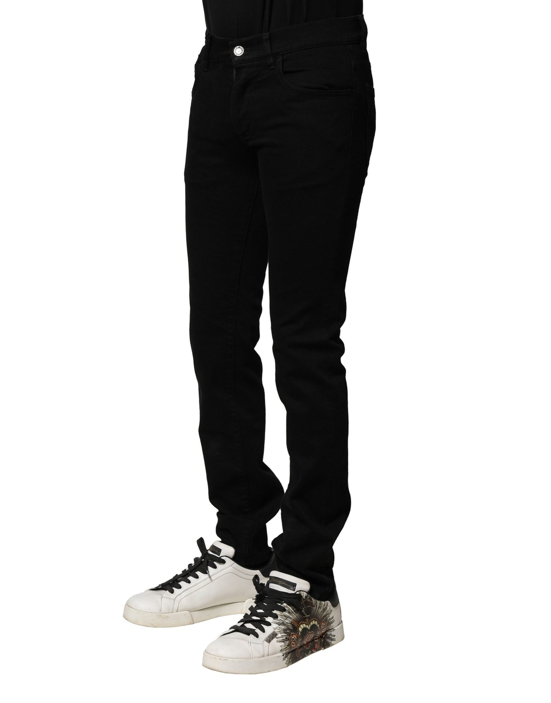 Dolce & Gabbana Black Cotton Stretch Skinny Men Denim Jeans | Regal Royce
