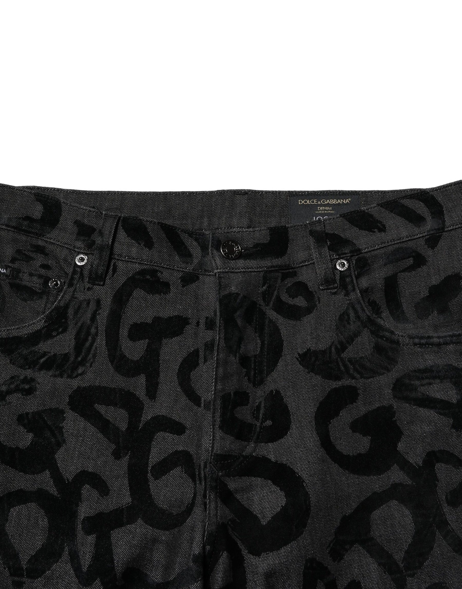 Dolce & Gabbana Gray Cotton DG Logo Straight Men Denim Jeans | Regal Royce