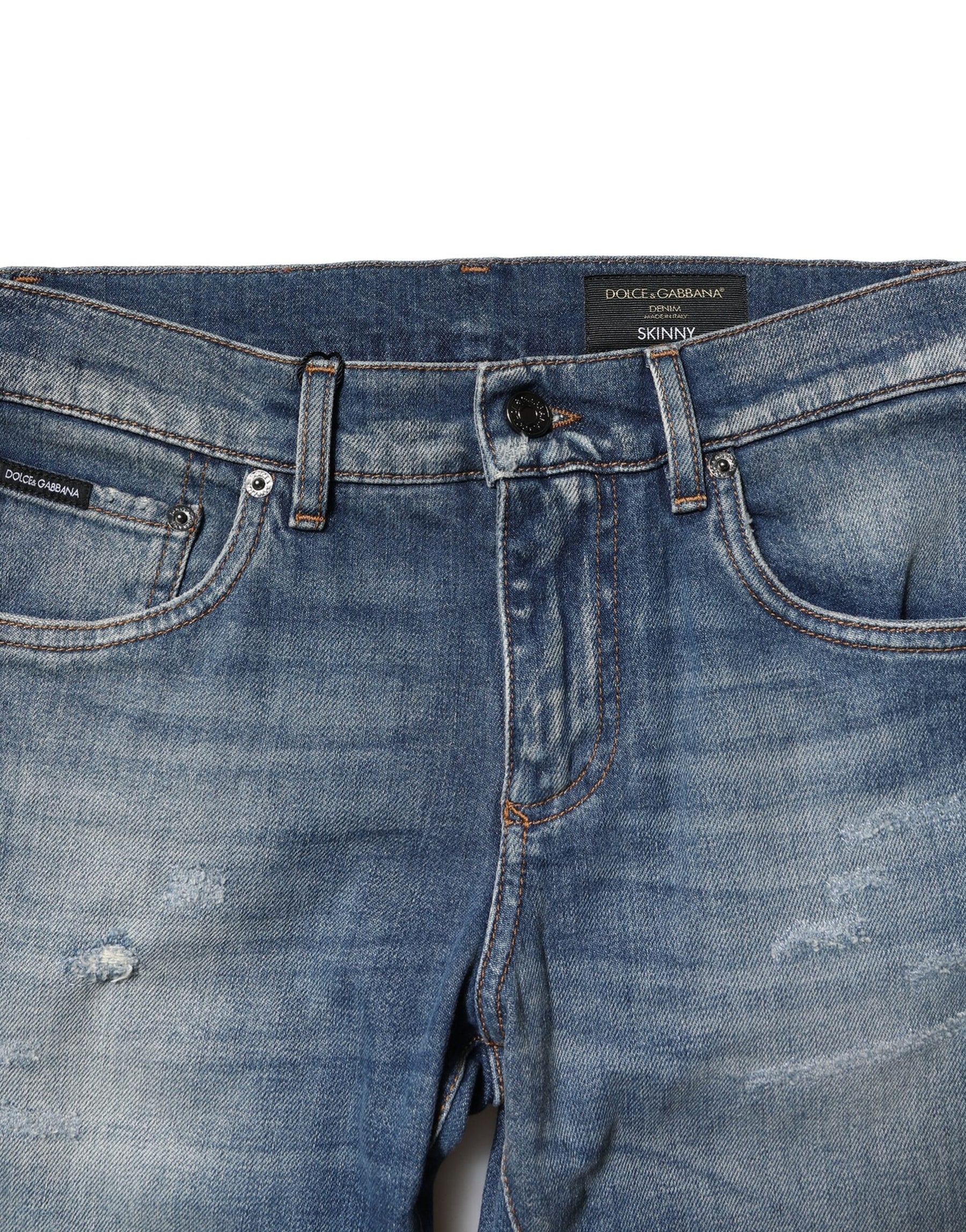 Dolce & Gabbana Blue Washed Cotton Slim Fit Men Denim Jeans | Regal Royce