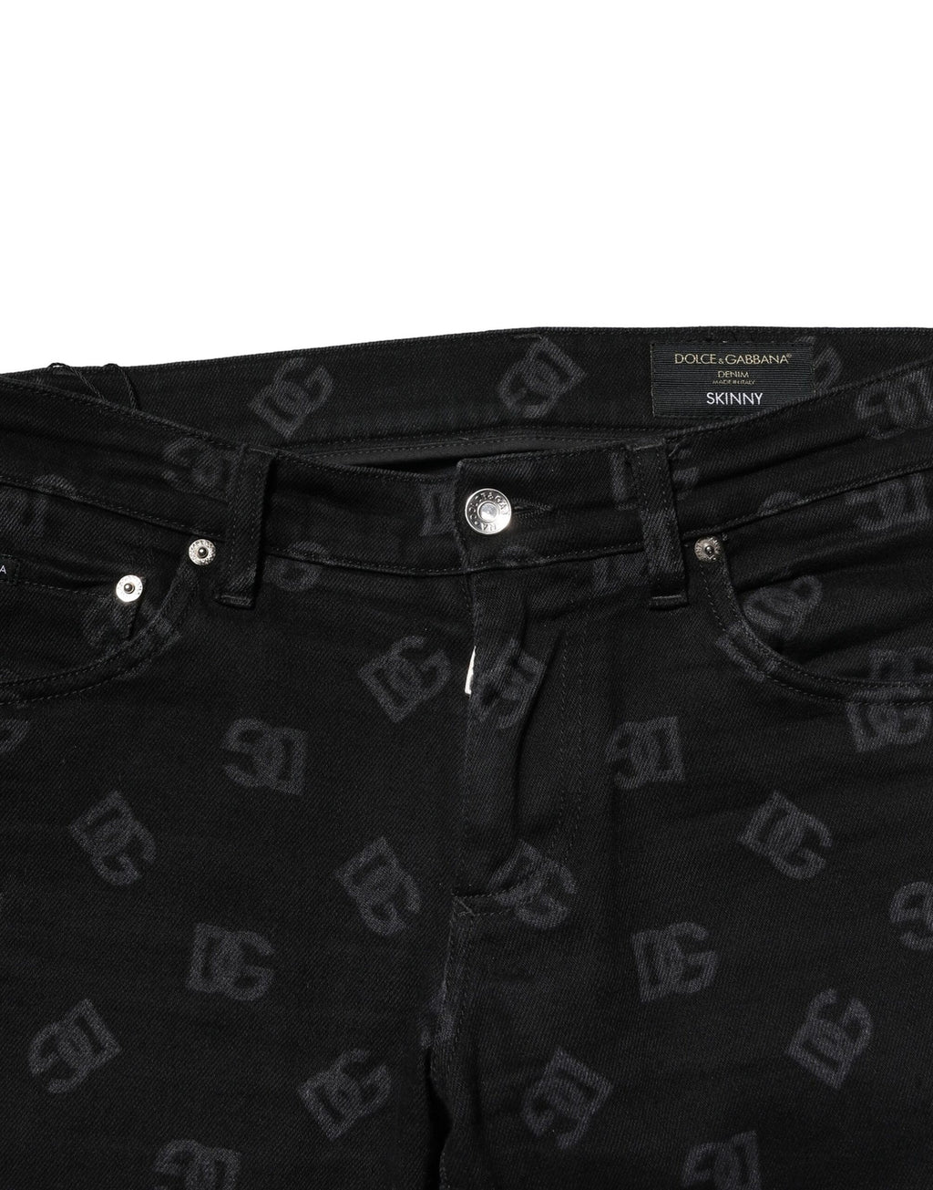 Dolce & Gabbana Black Cotton DG Logo Skinny Men Denim Jeans