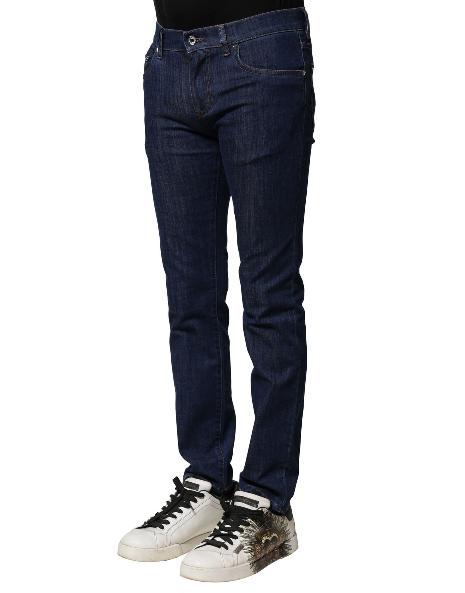 Dolce & Gabbana Blue Cotton Stretch Skinny Men Denim Jeans | Regal Royce