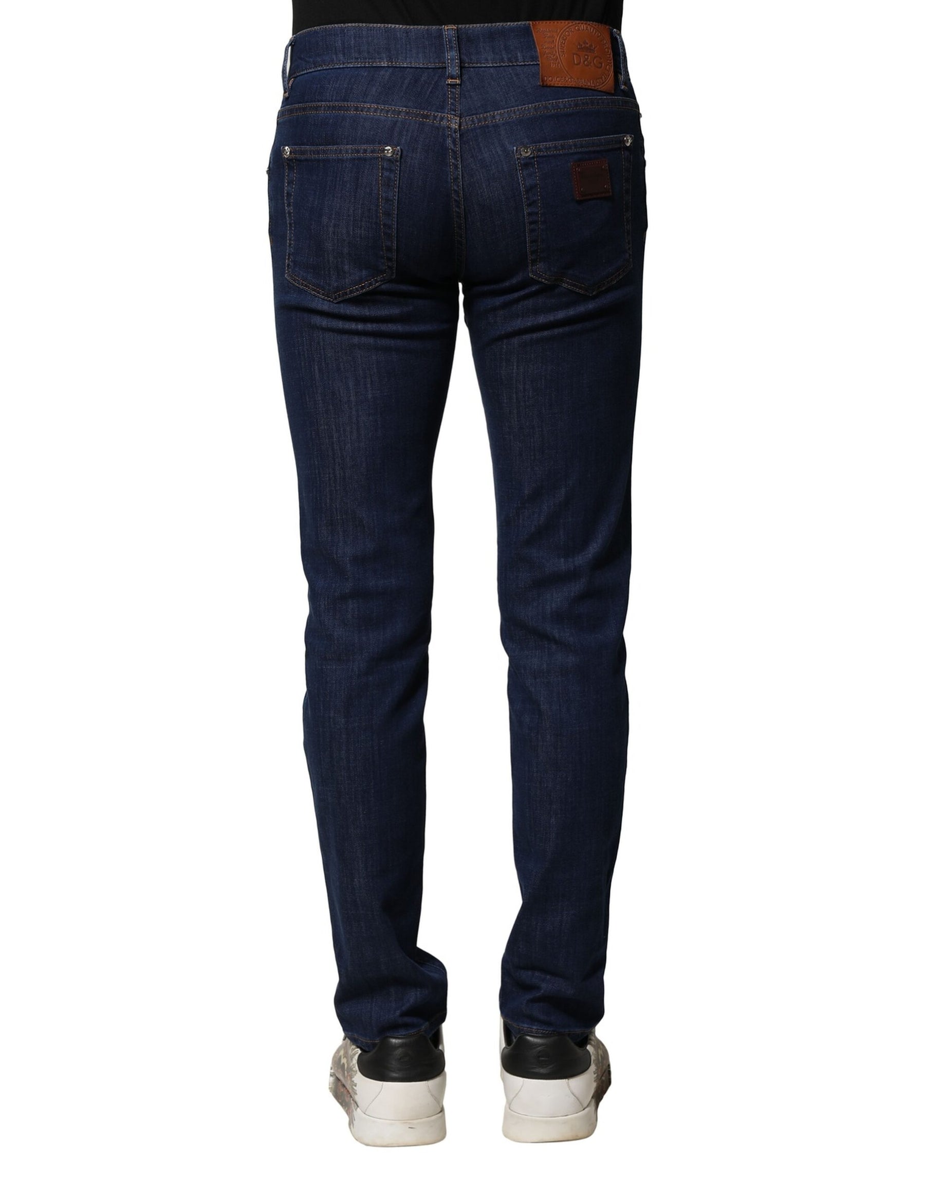 Dolce & Gabbana Blue Cotton Stretch Skinny Men Denim Jeans | Regal Royce