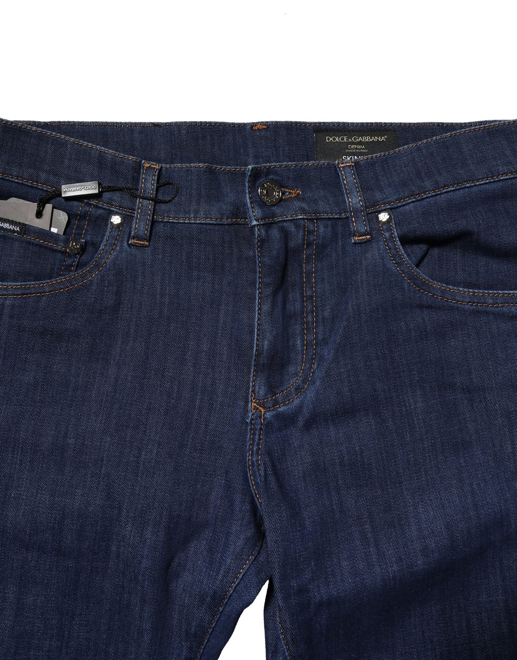 Dolce & Gabbana Blue Cotton Stretch Skinny Men Denim Jeans | Regal Royce