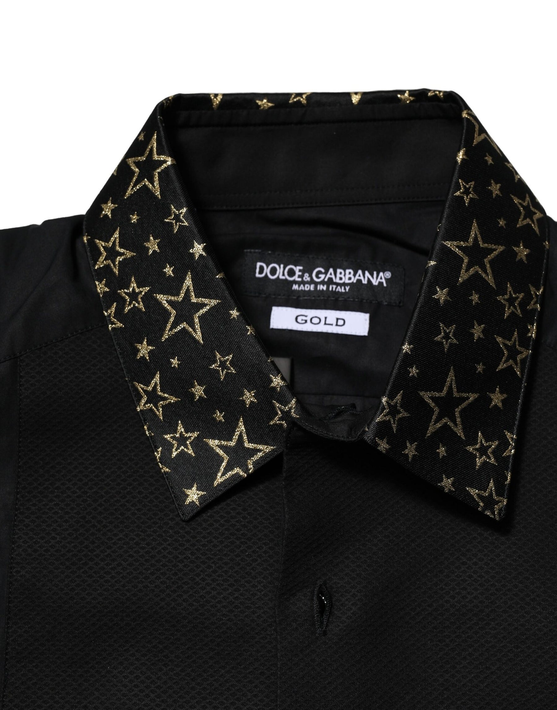 Dolce & Gabbana Black Cotton GOLD Long Sleeves Dress Shirt | Regal Royce