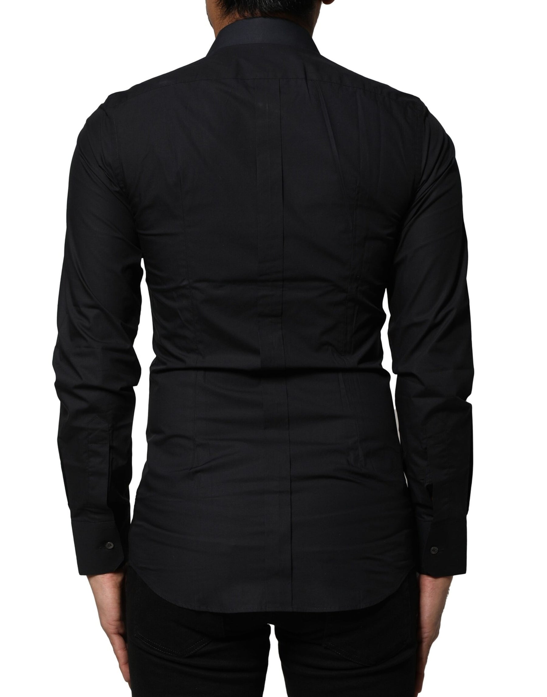 Dolce & Gabbana Black Cotton GOLD Long Sleeves Dress Shirt | Regal Royce
