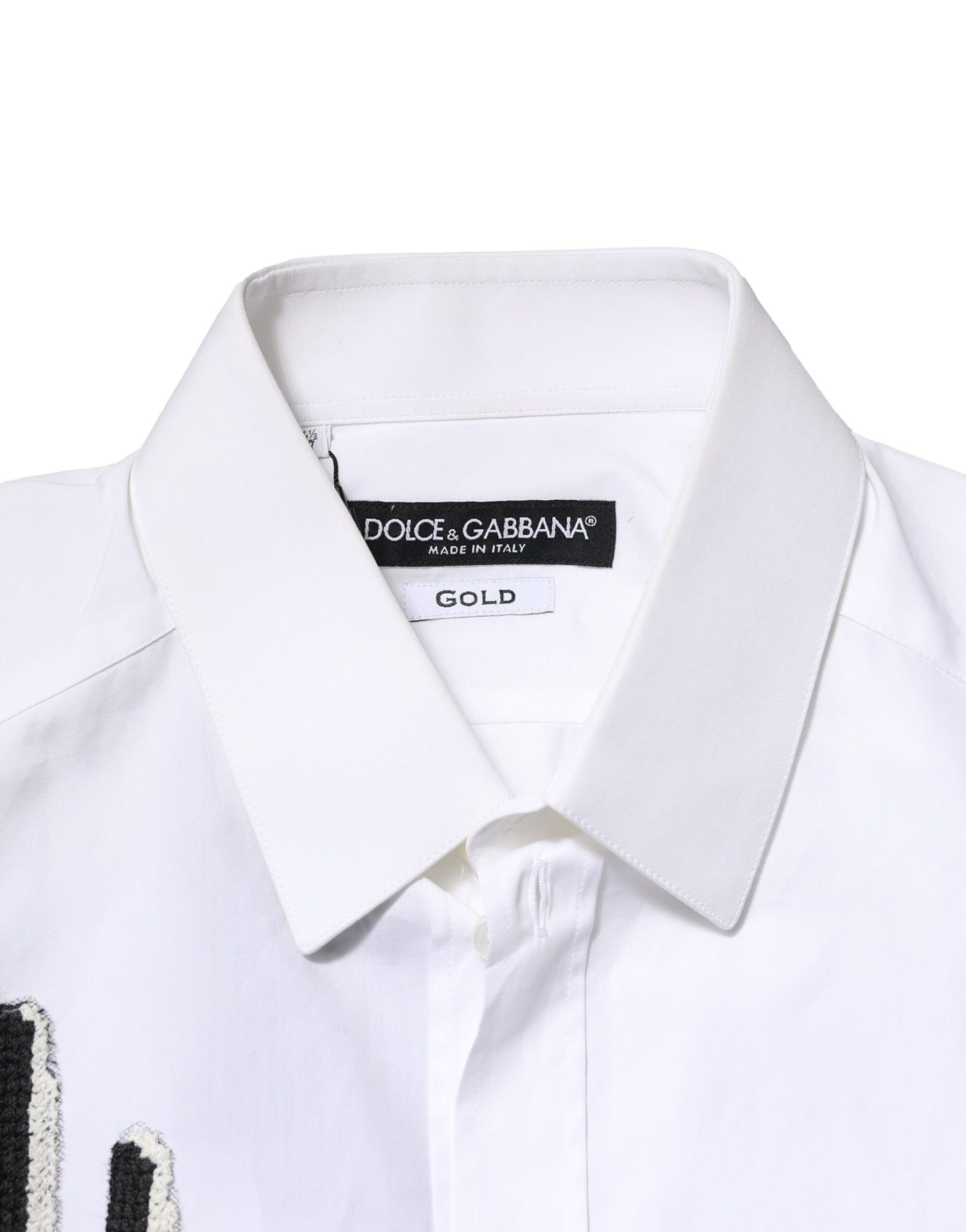 Dolce & Gabbana White GOLD Embroidery Detailed Dress Shirt | Regal Royce