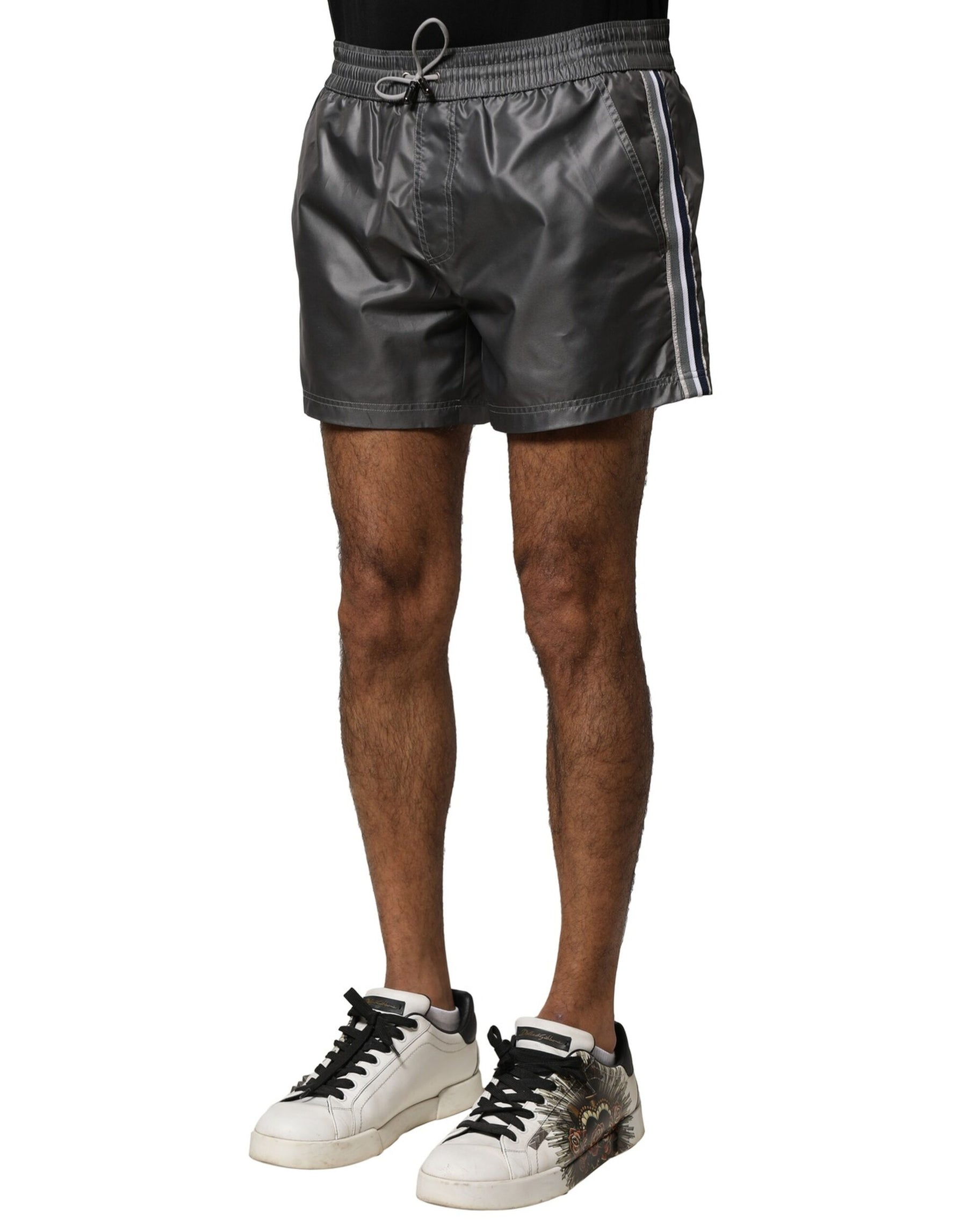 Dolce & Gabbana Gray Polyester Mid Waist Casual Bermuda Shorts | Regal Royce