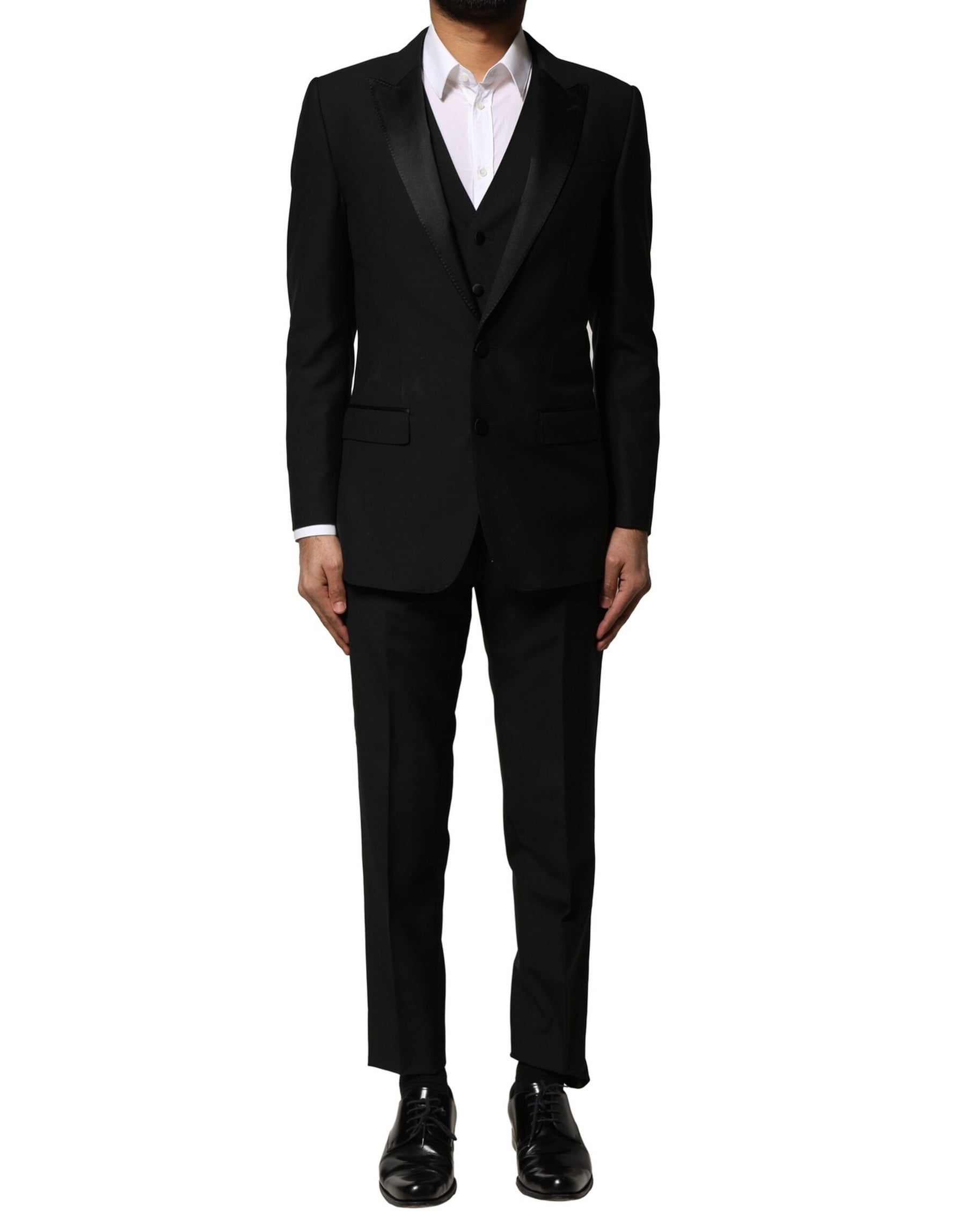 Dolce & Gabbana Black Wool 3 Piece Single Breasted Suit | Regal Royce