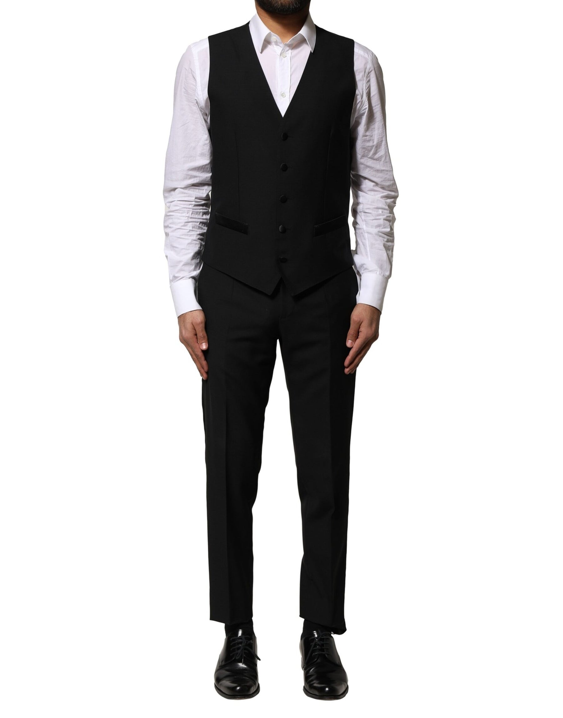 Dolce & Gabbana Black Wool 3 Piece Single Breasted Suit | Regal Royce