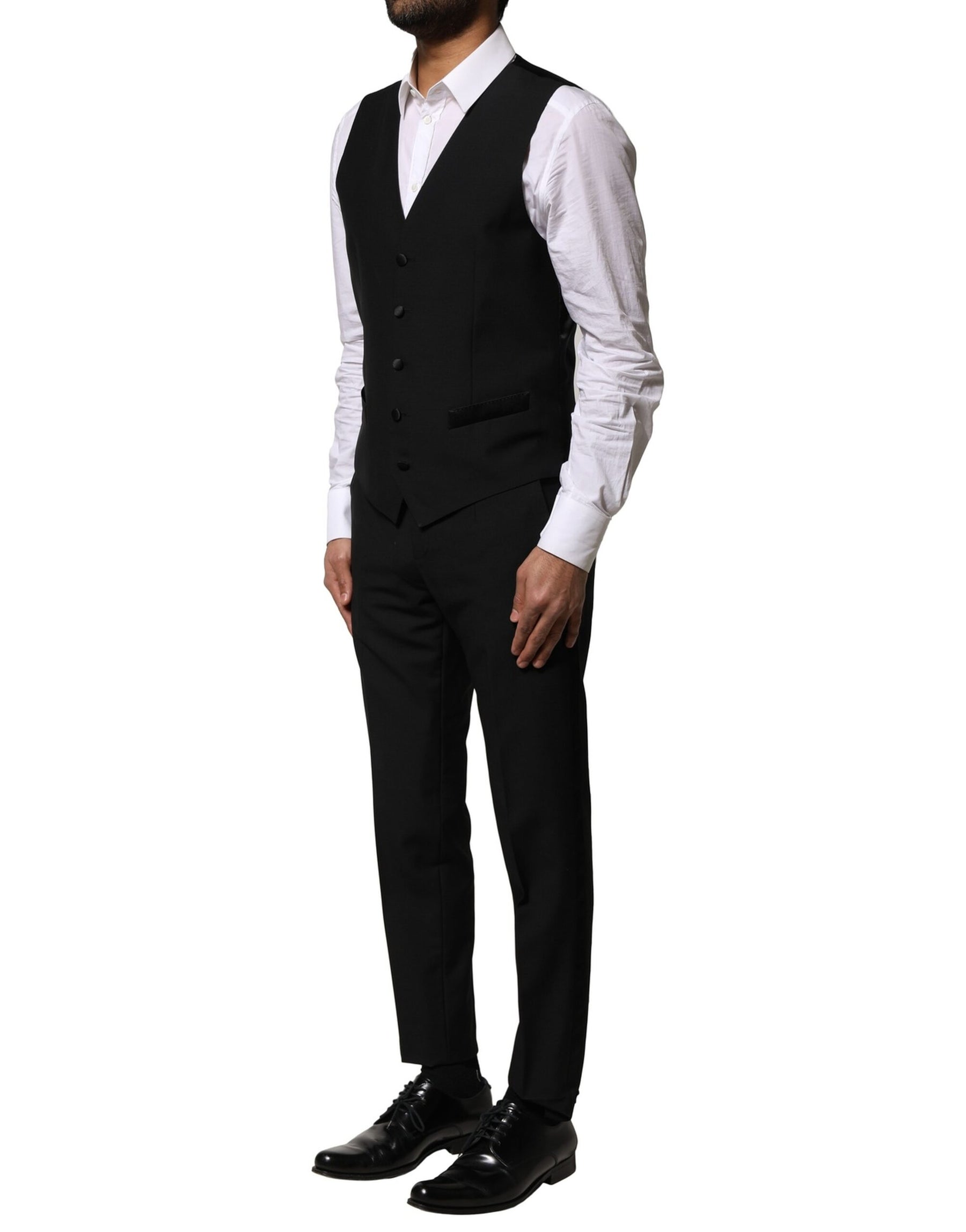 Dolce & Gabbana Black Wool 3 Piece Single Breasted Suit | Regal Royce
