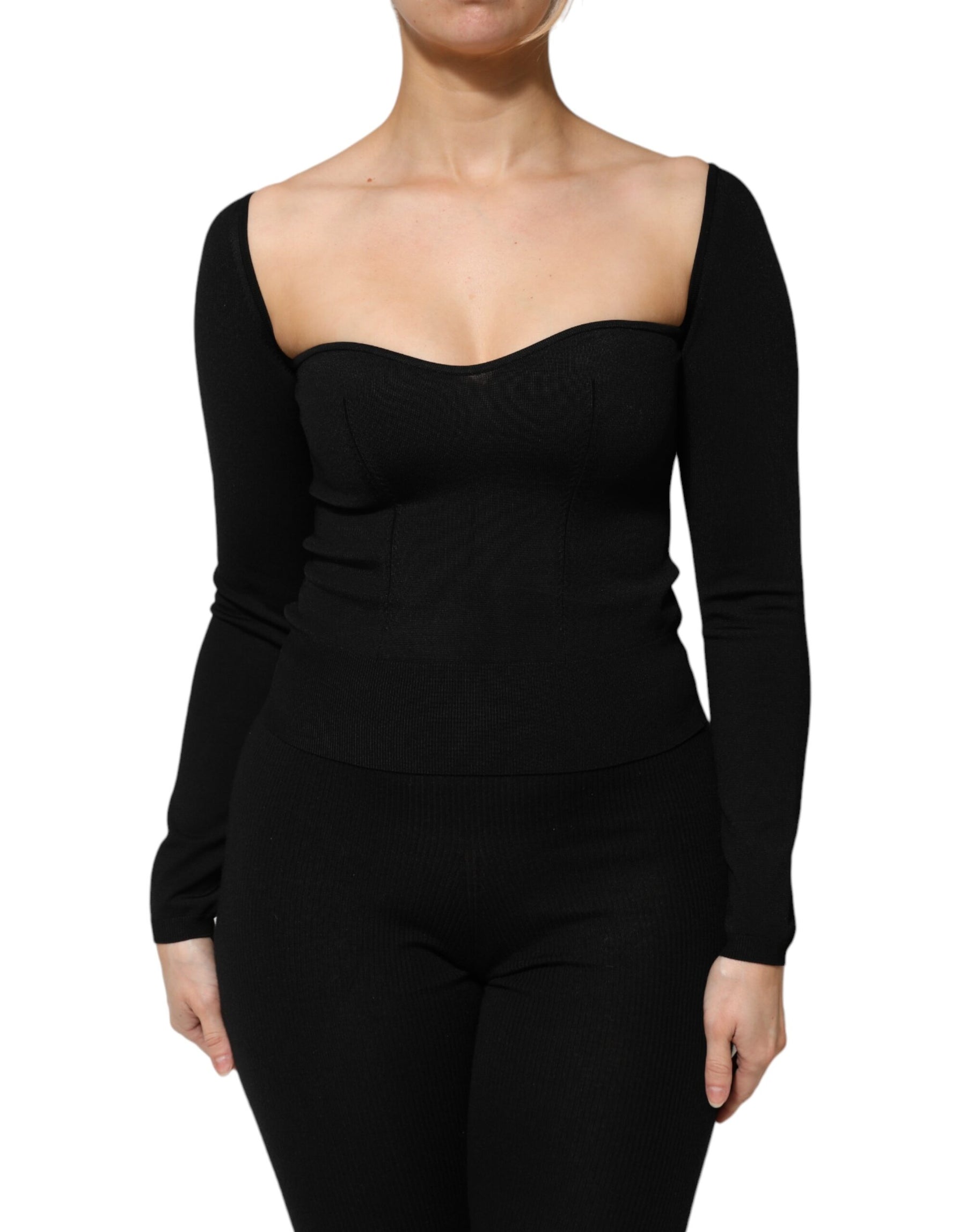 Dolce & Gabbana Black Viscose Long Sleeve Pullover Blouse Top | Regal Royce
