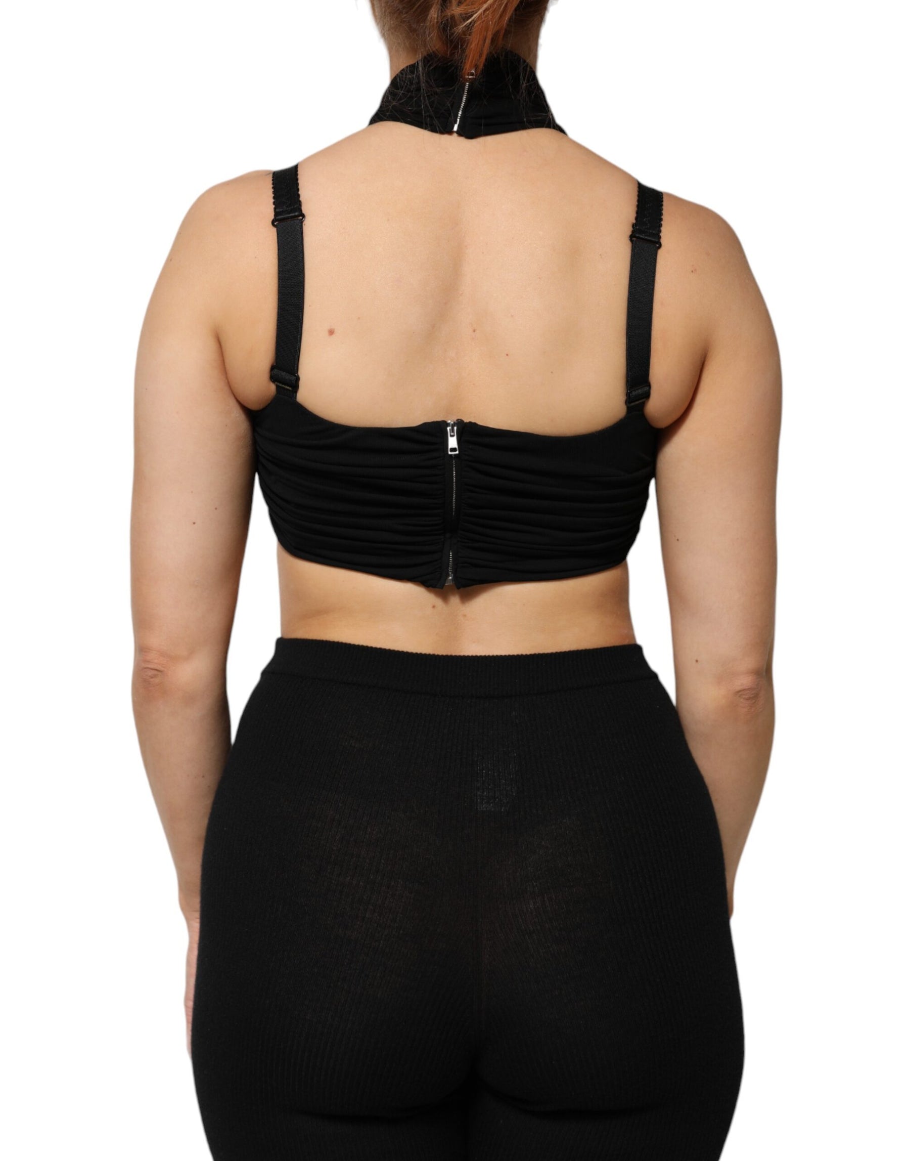 Dolce & Gabbana Black Cropped Viscose Halter Bustier Top | Regal Royce
