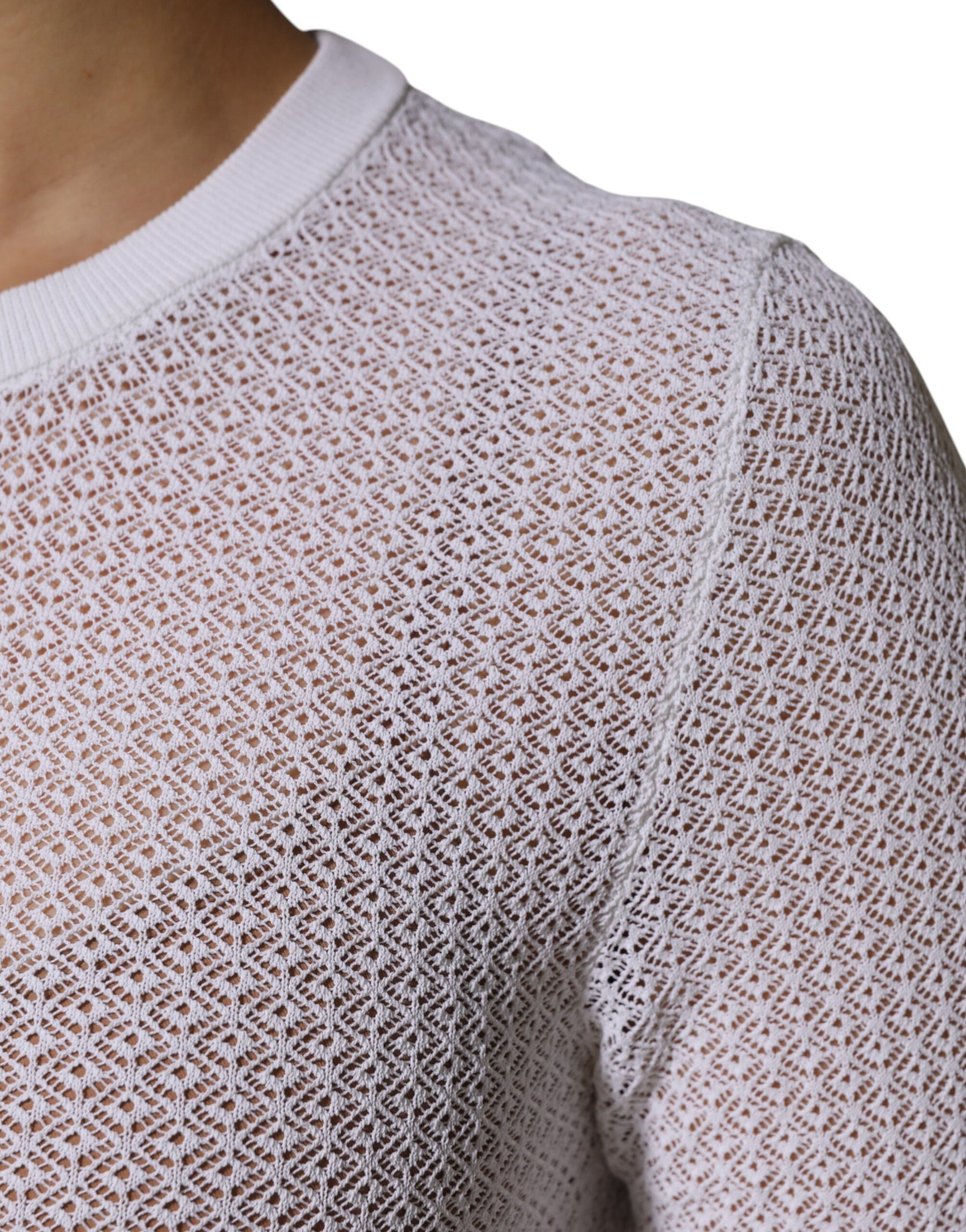 Dolce & Gabbana White Round Neck Long Sleeves Pullover Top | Regal Royce