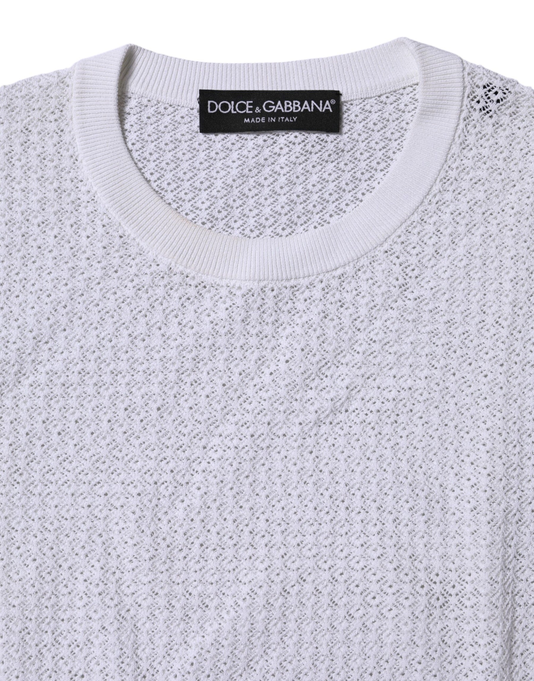 Dolce & Gabbana White Round Neck Long Sleeves Pullover Top | Regal Royce