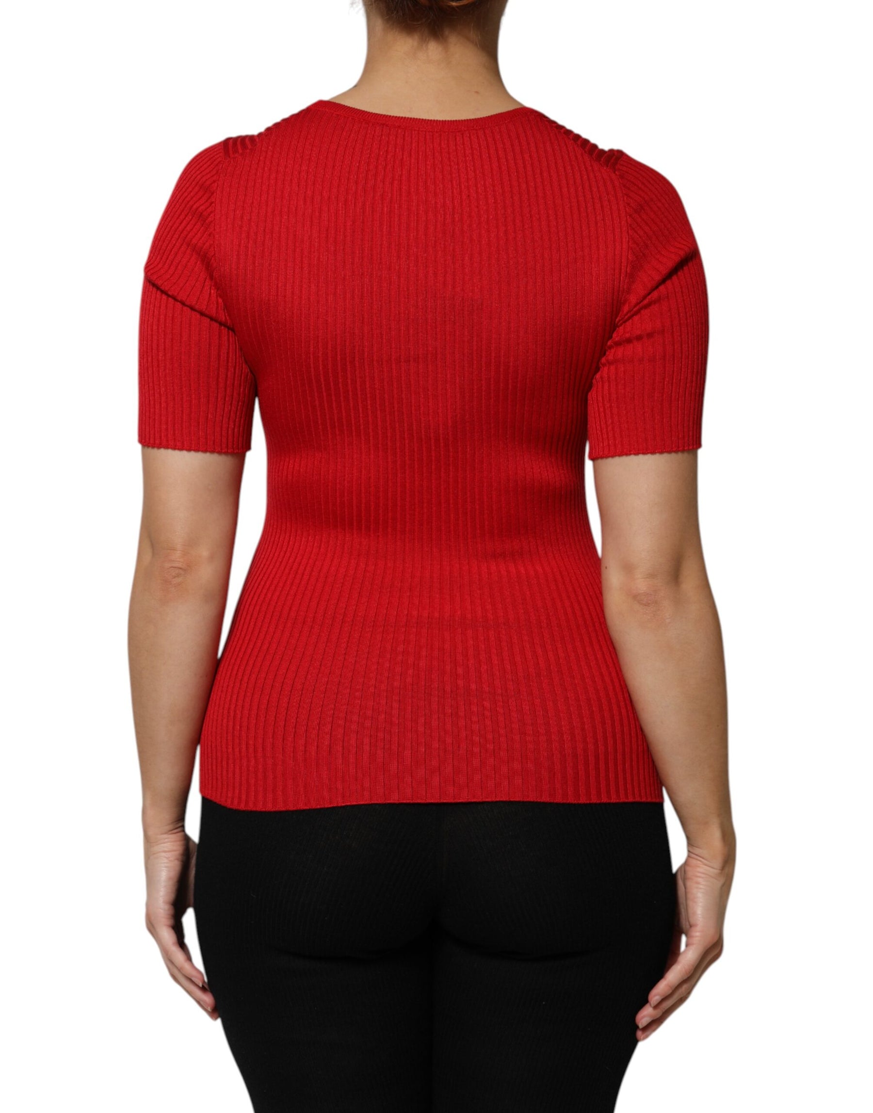 Dolce & Gabbana Red Round Neck Short Sleeves Pullover Top | Regal Royce