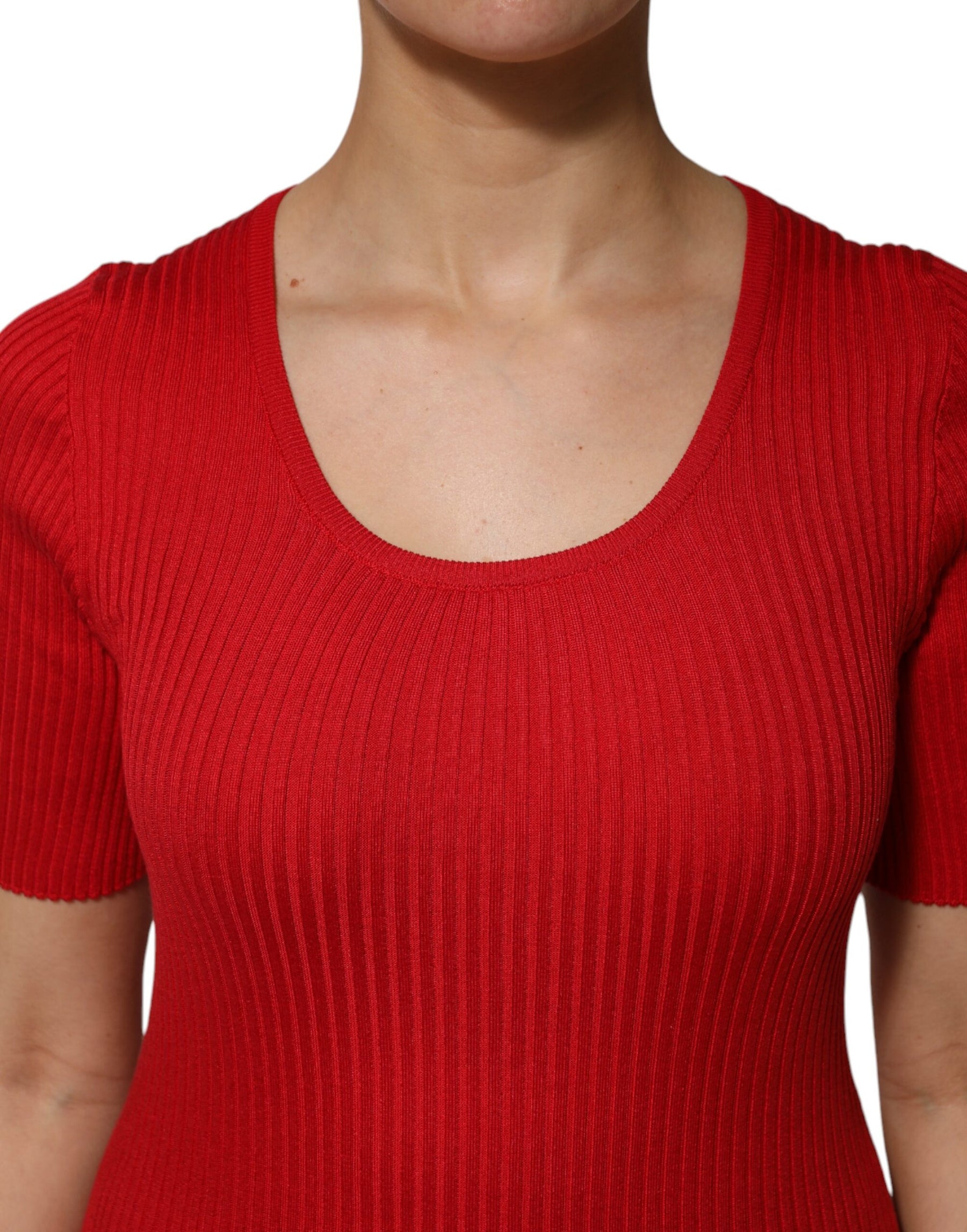 Dolce & Gabbana Red Round Neck Short Sleeves Pullover Top | Regal Royce