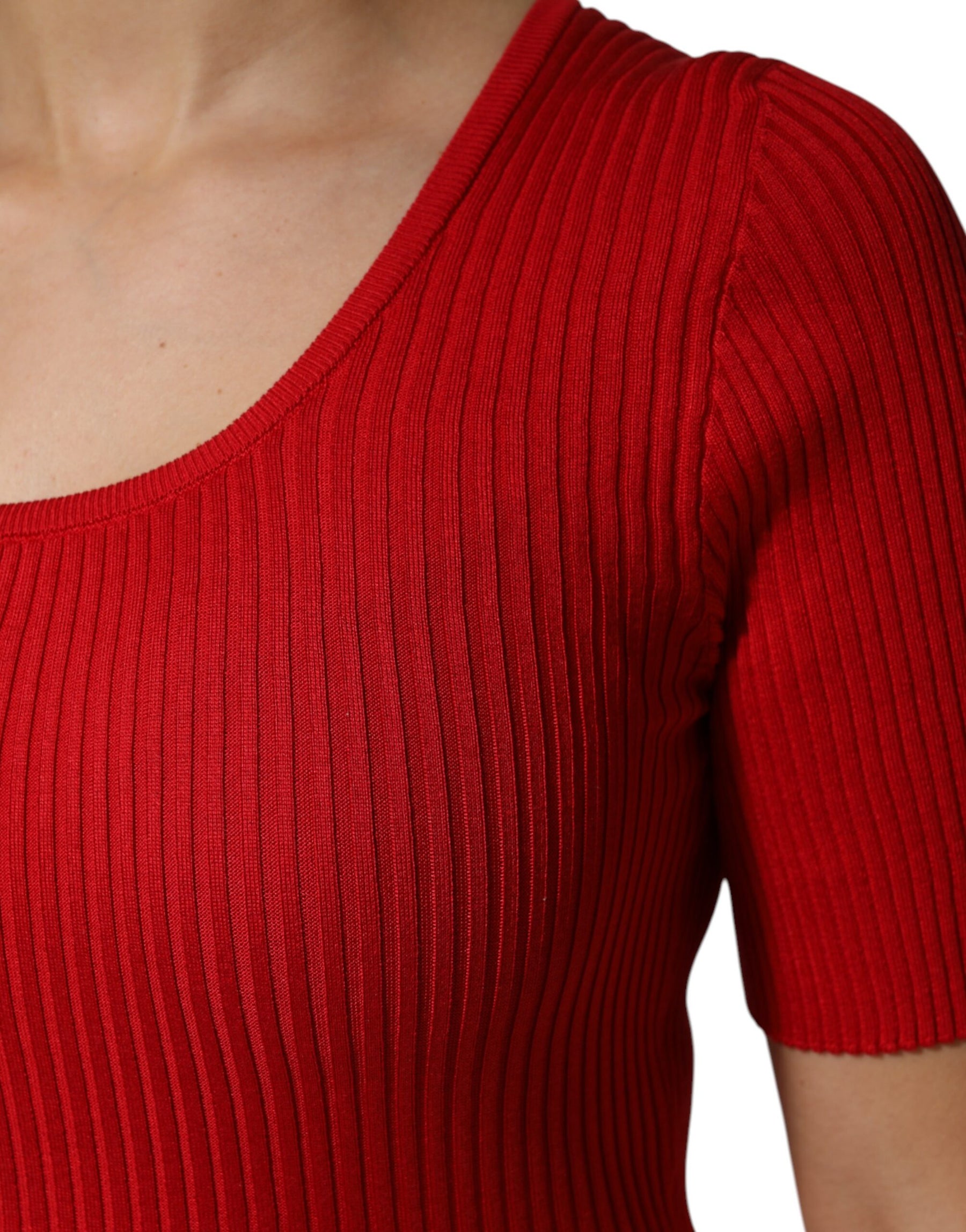 Dolce & Gabbana Red Round Neck Short Sleeves Pullover Top | Regal Royce