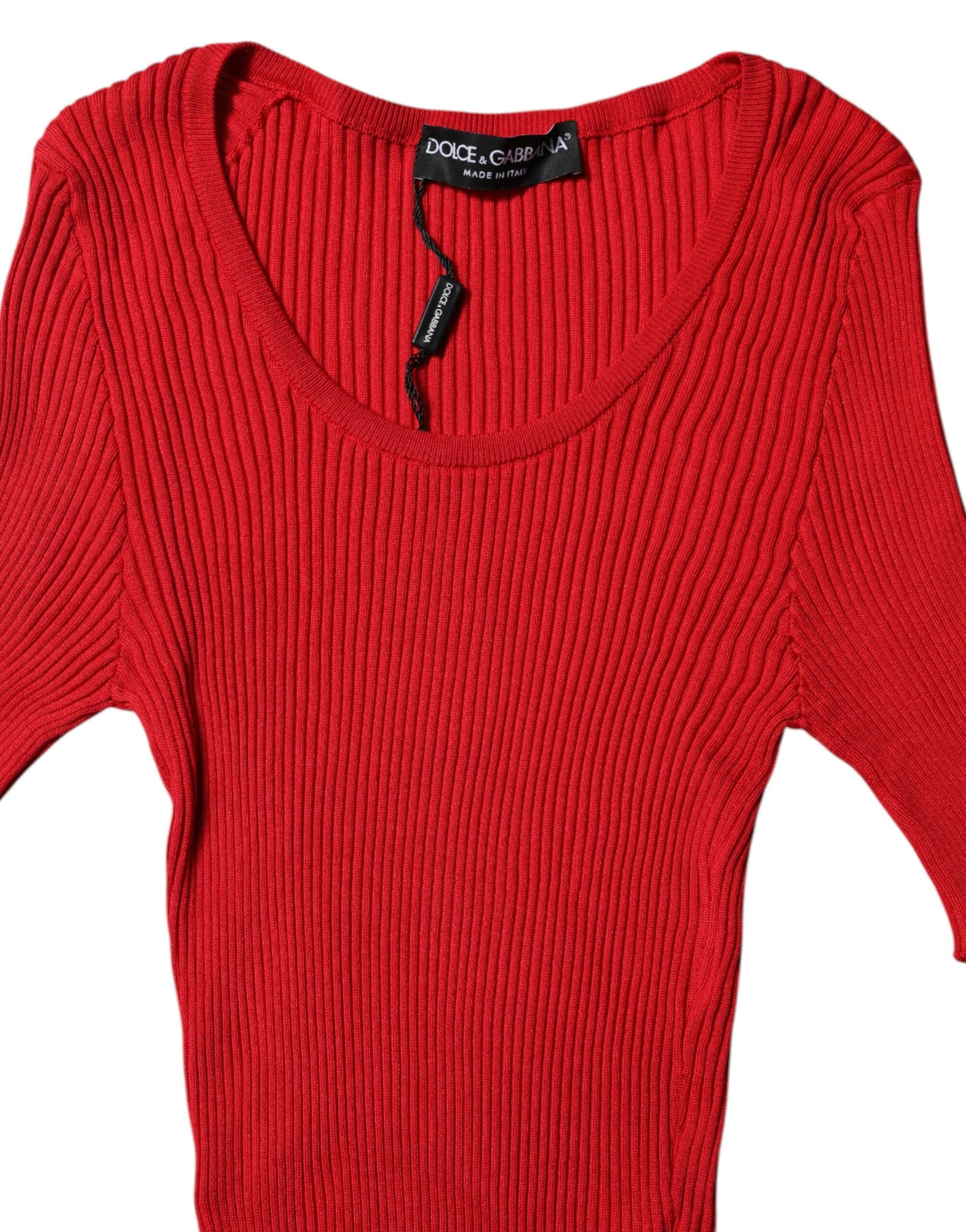Dolce & Gabbana Red Round Neck Short Sleeves Pullover Top | Regal Royce