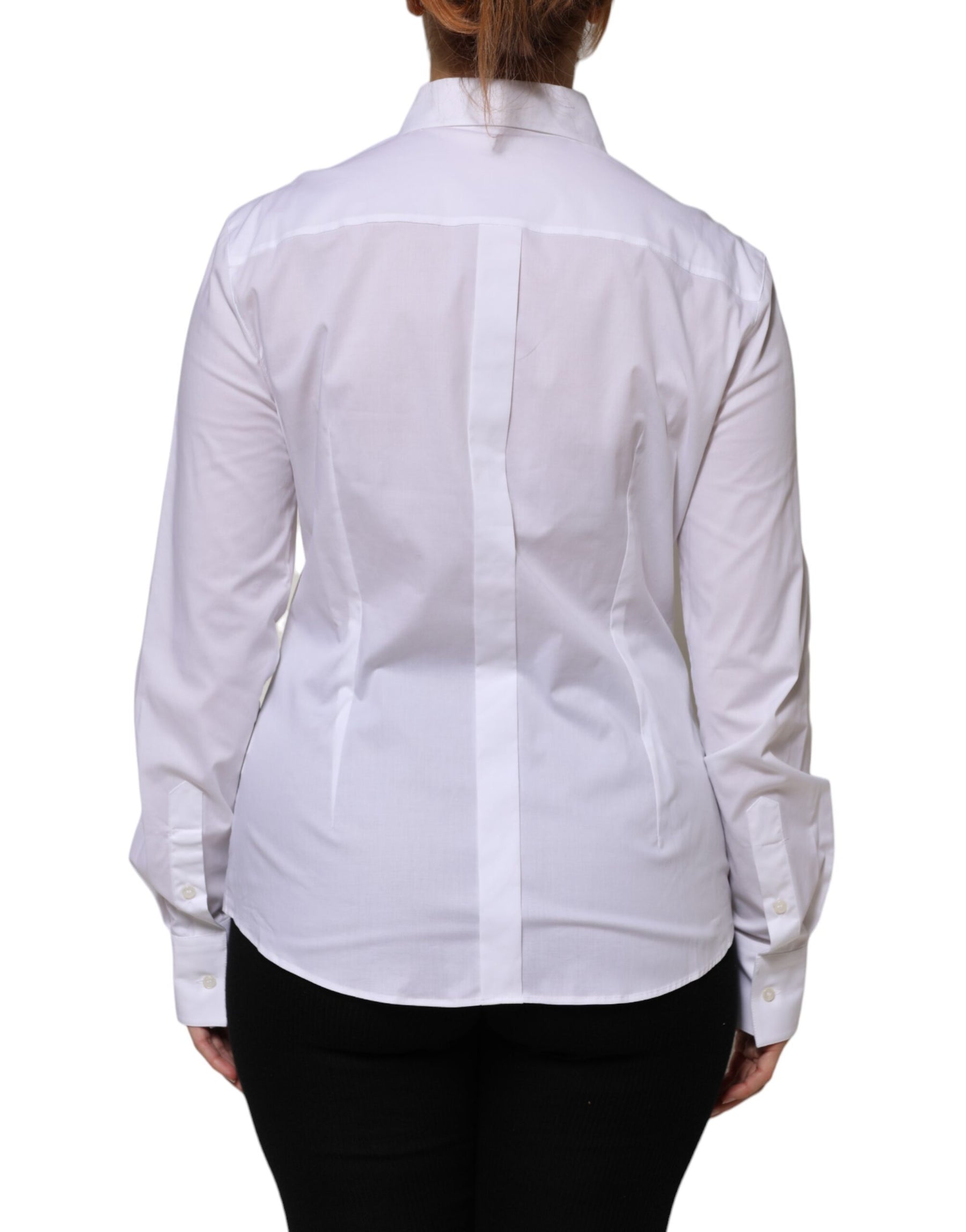 Dolce & Gabbana White Cotton Collared Long Sleeves Shirt Top | Regal Royce