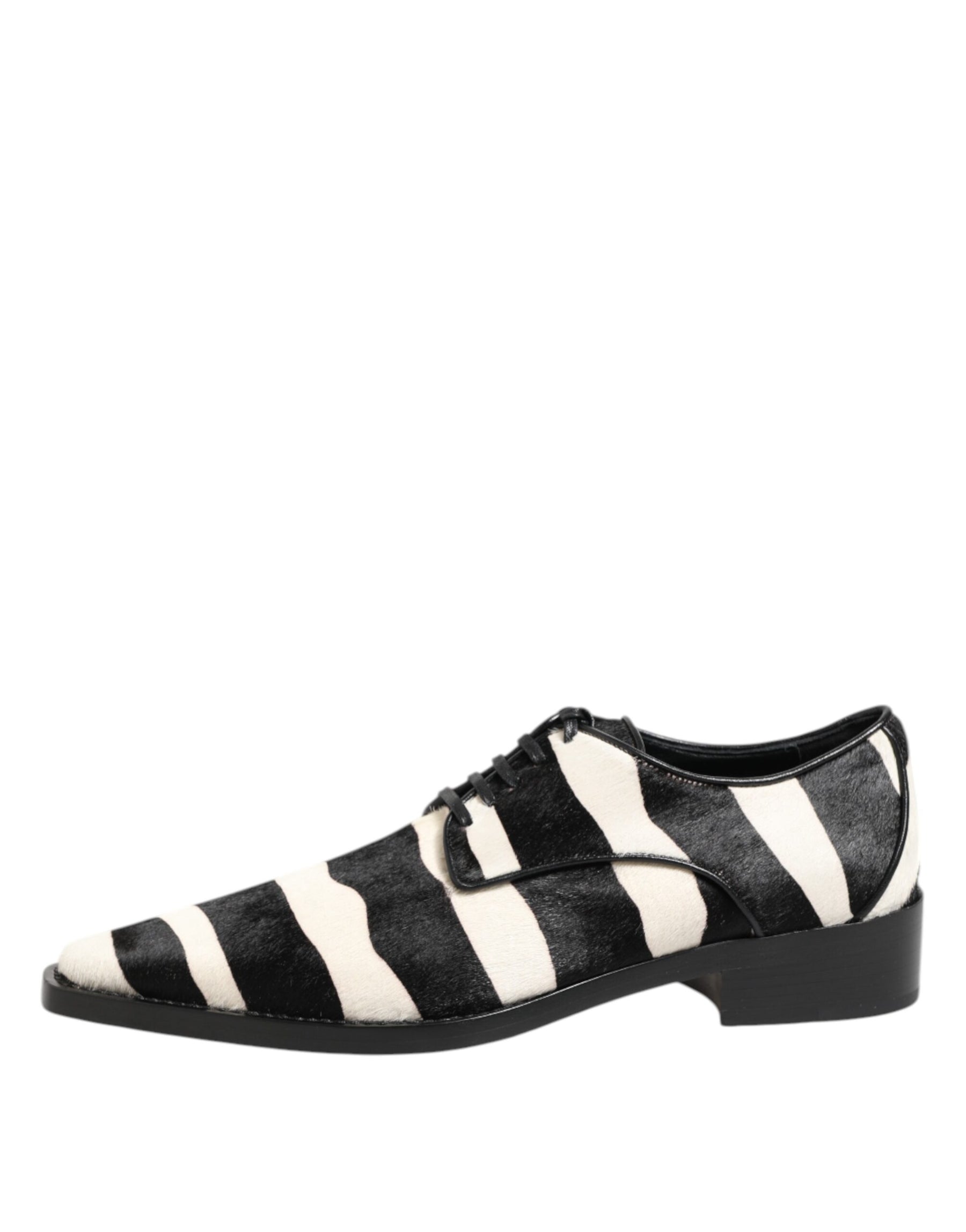 Dolce & Gabbana Black White Zebra Pony Fur Dress Shoes | Regal Royce