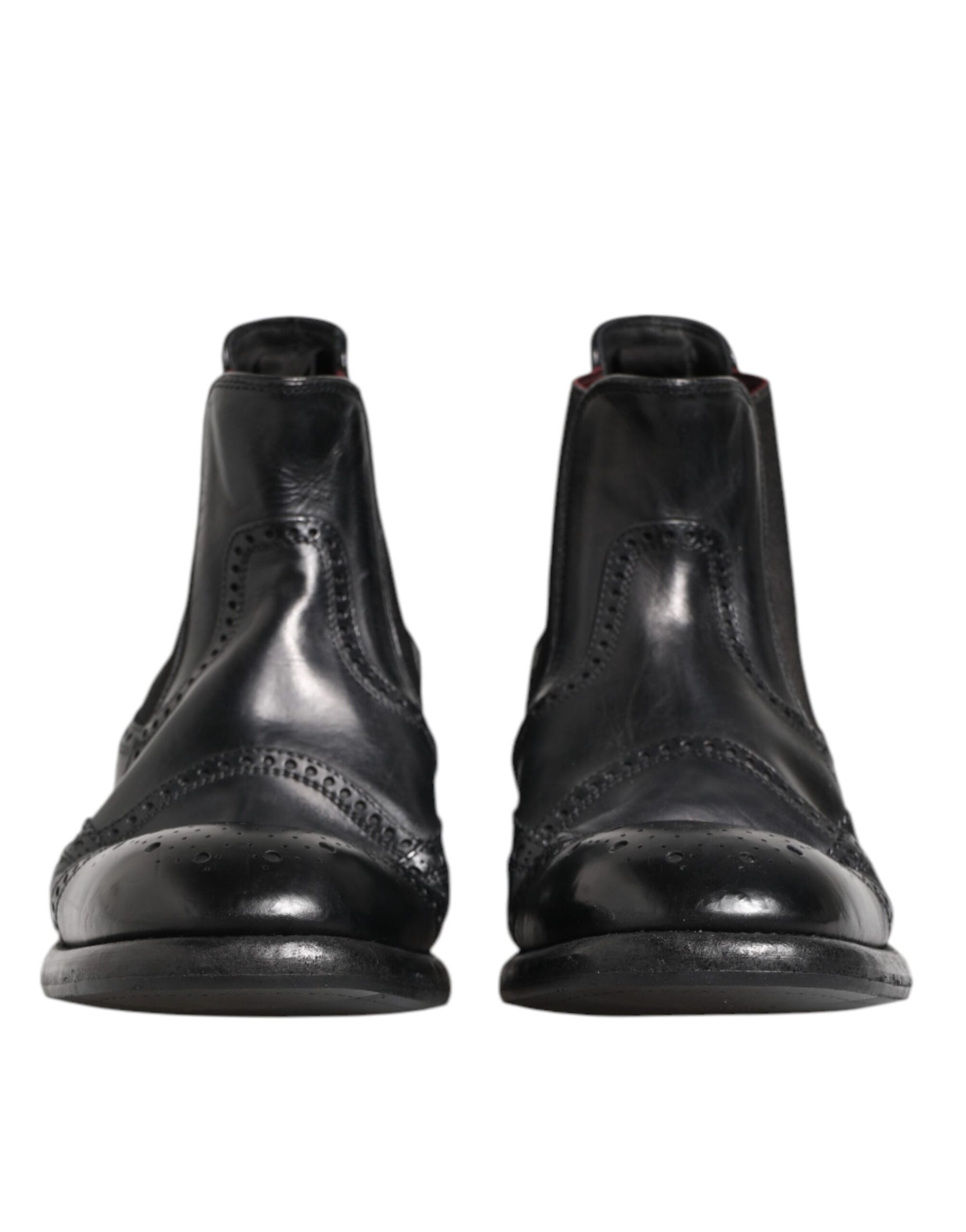 Dolce & Gabbana Black Leather Ankle Boots Slip On Shoes | Regal Royce