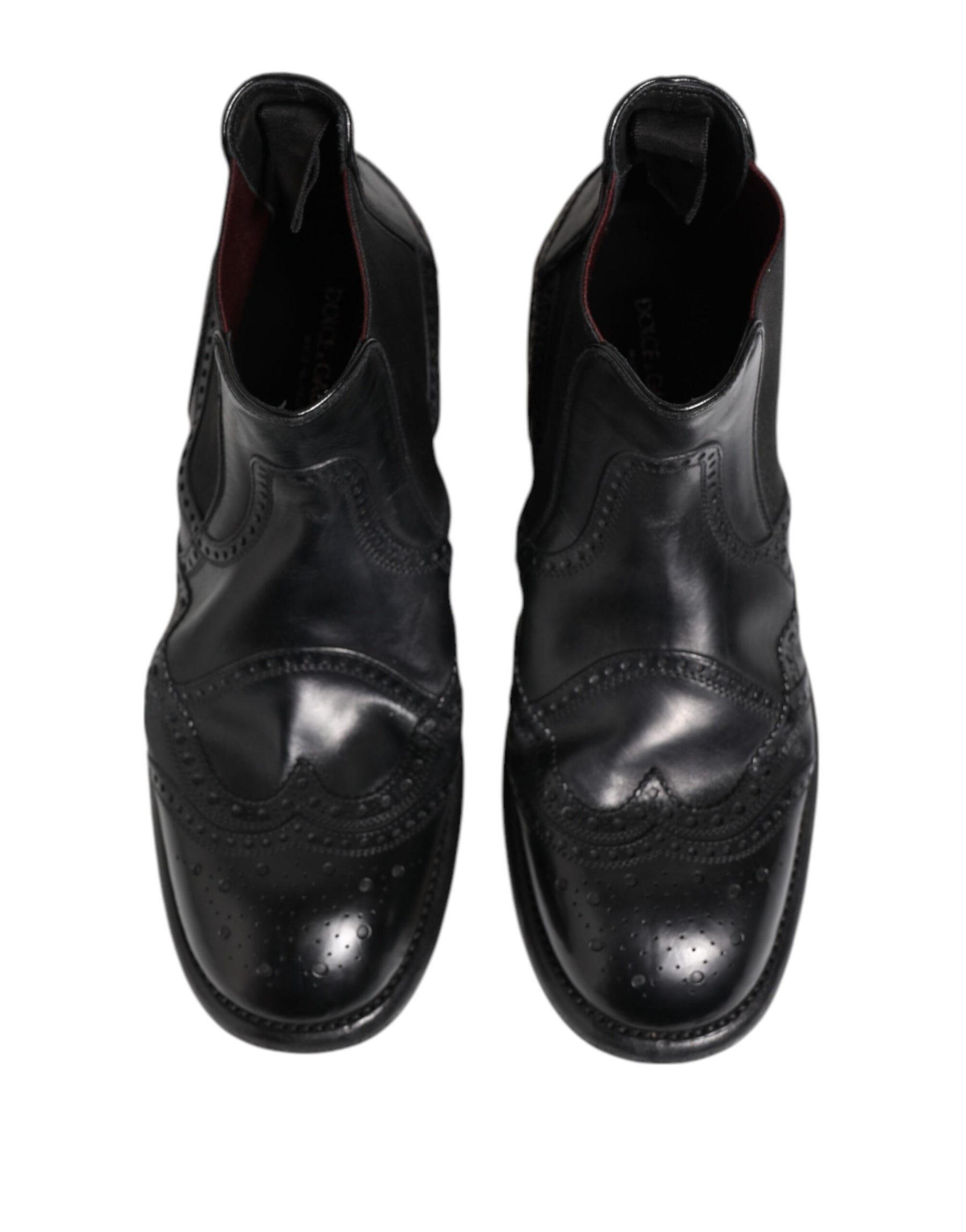 Dolce & Gabbana Black Leather Ankle Boots Slip On Shoes | Regal Royce