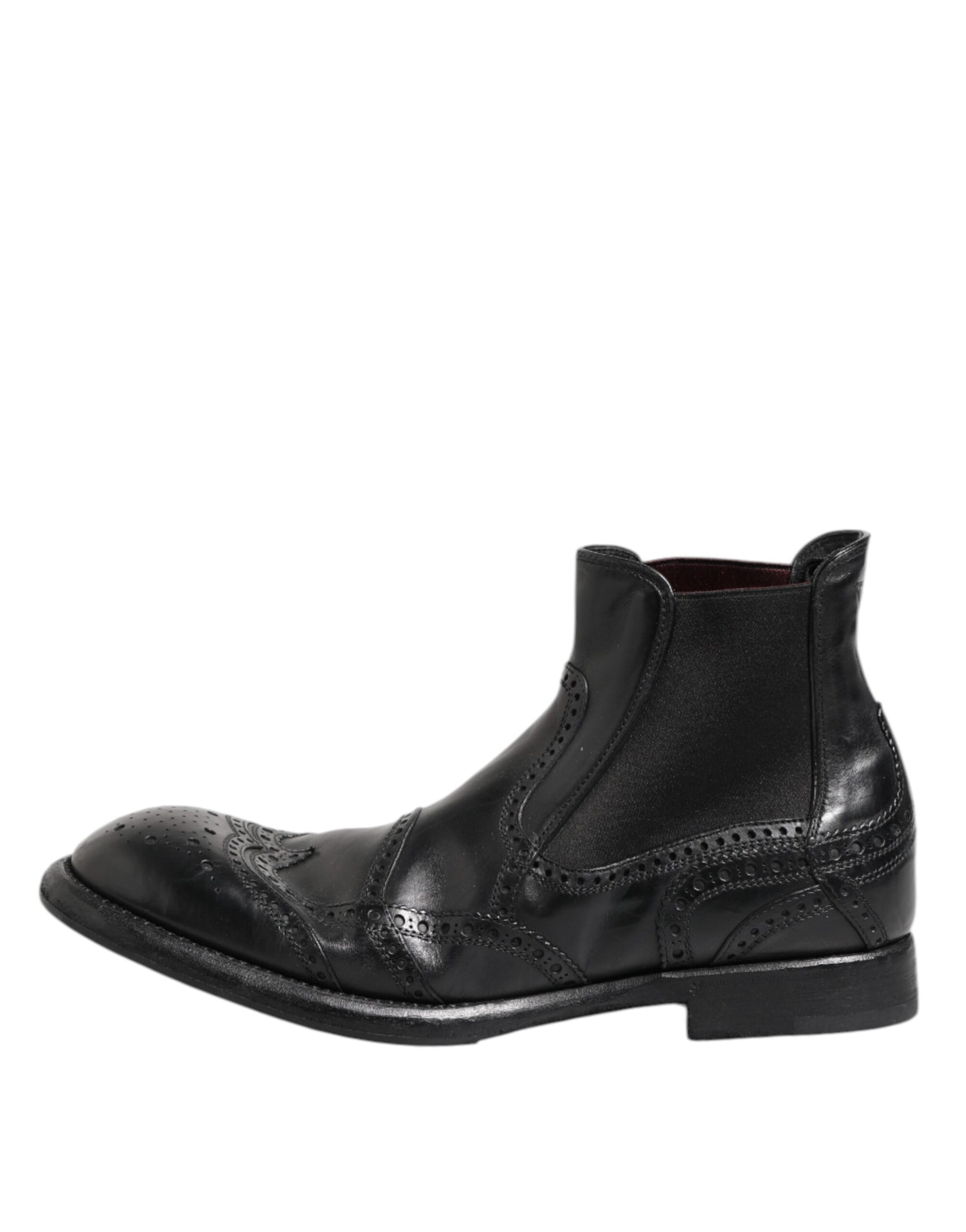 Dolce & Gabbana Black Leather Ankle Boots Slip On Shoes | Regal Royce