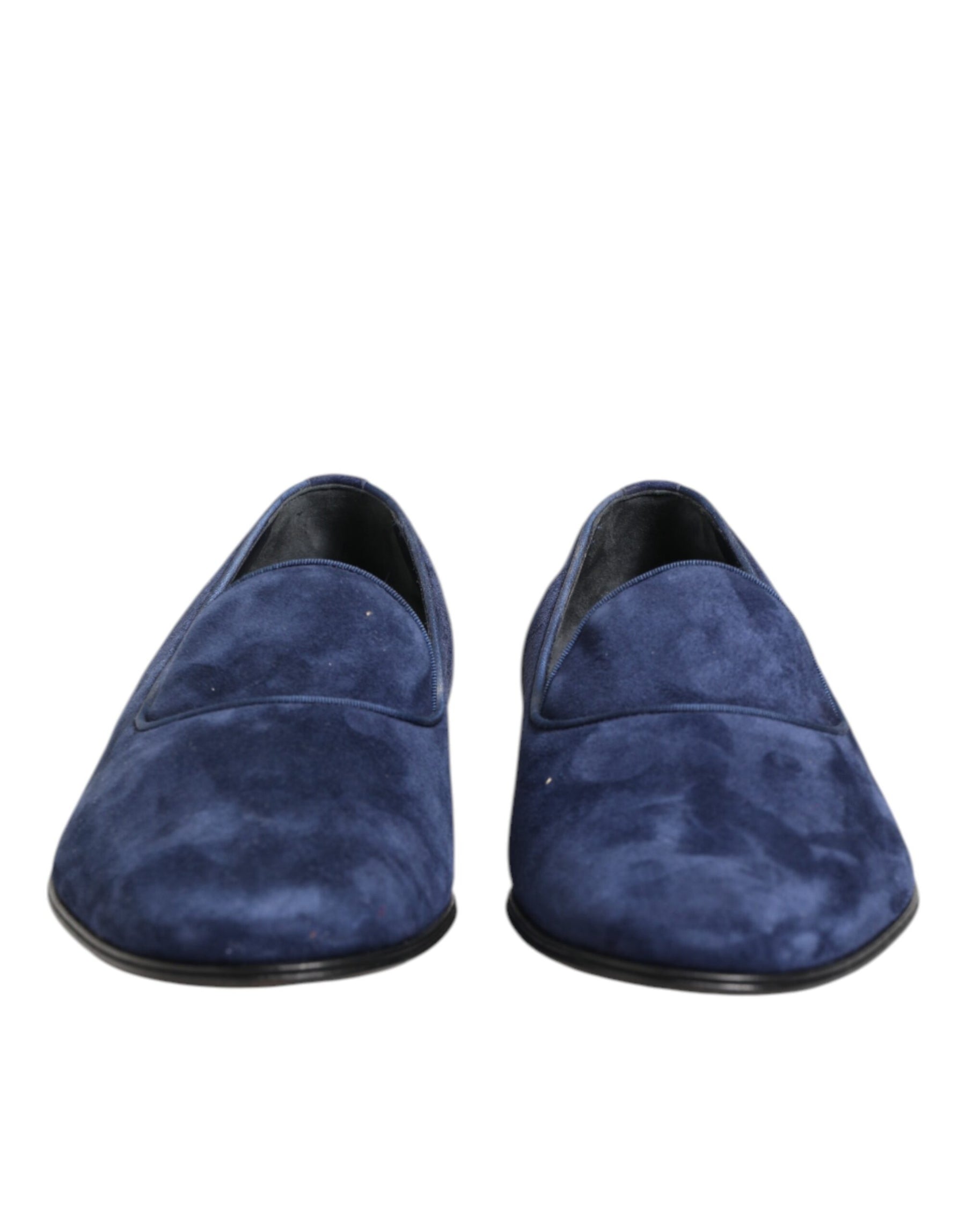 Dolce & Gabbana Blue Velvet DG Logo Loafers Formal Shoes | Regal Royce