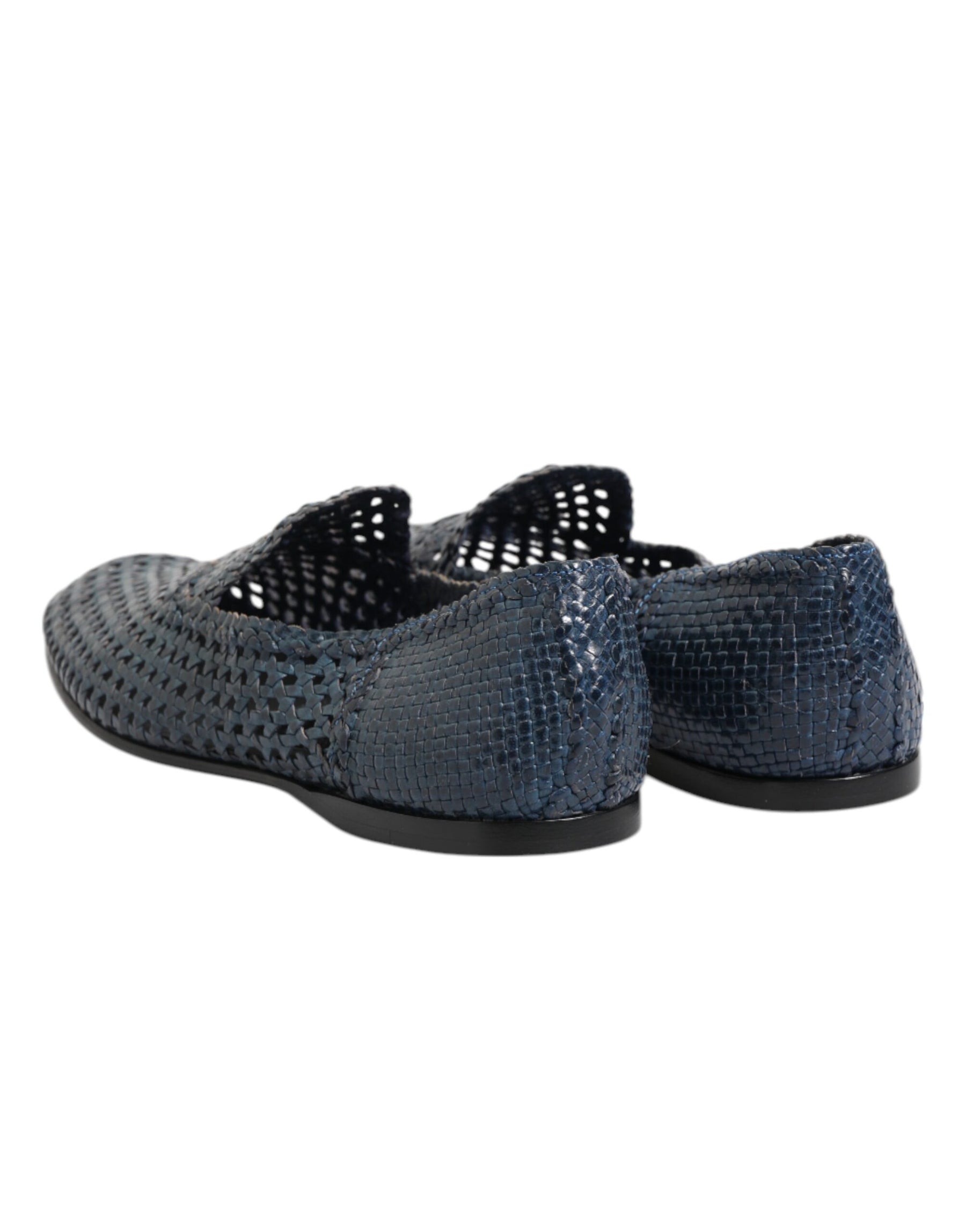 Dolce & Gabbana Blue Woven Leather Slip On Loafers Shoes | Regal Royce