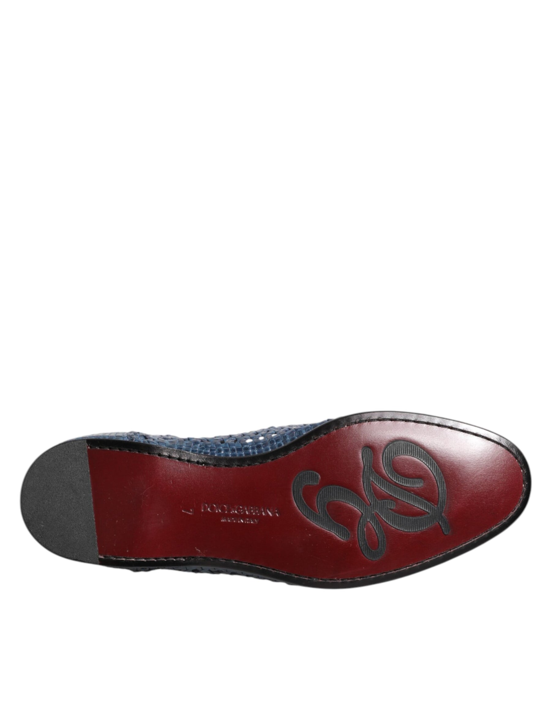 Dolce & Gabbana Blue Woven Leather Slip On Loafers Shoes | Regal Royce