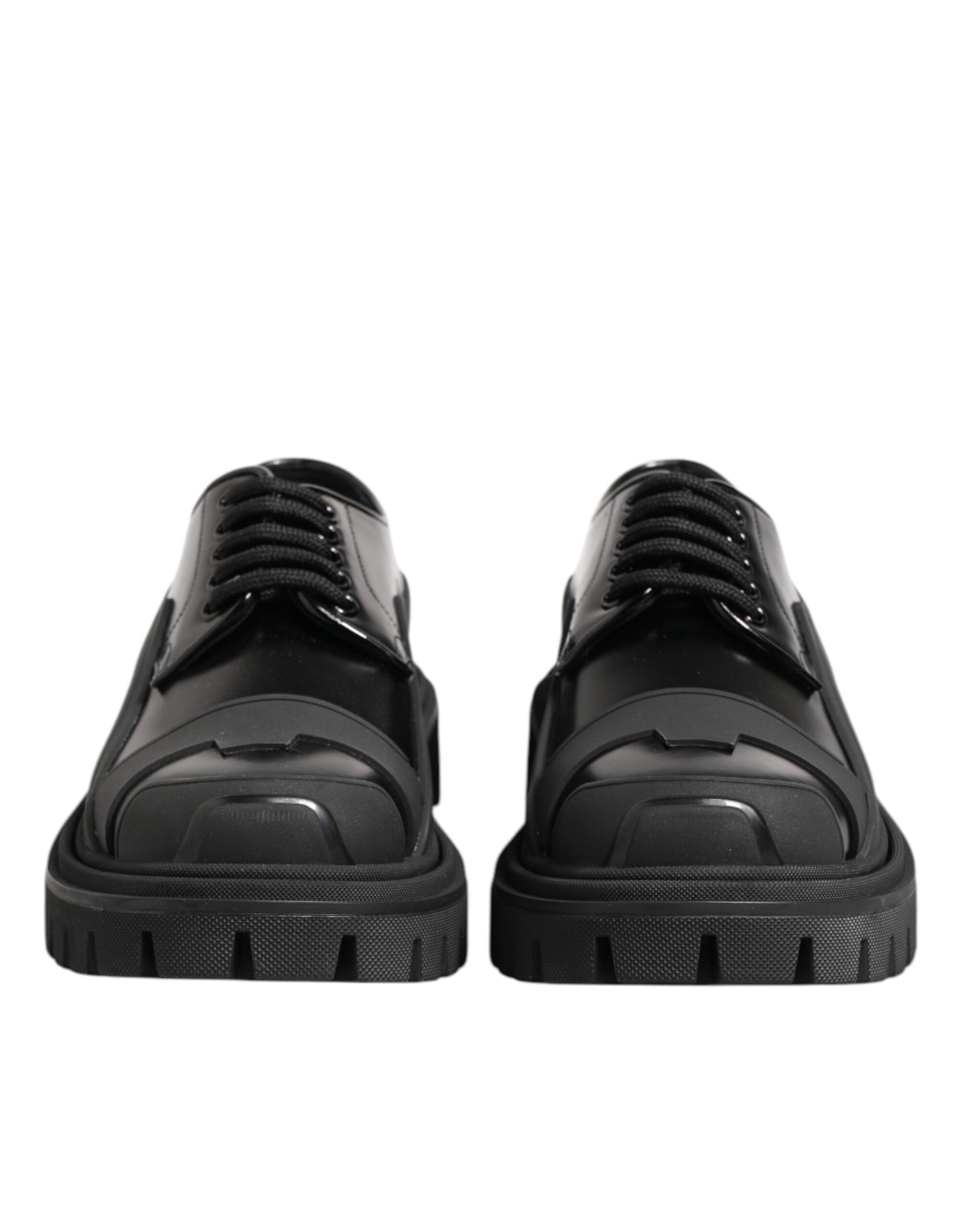 Dolce & Gabbana Black Patent Leather Trekking Derby Shoes | Regal Royce