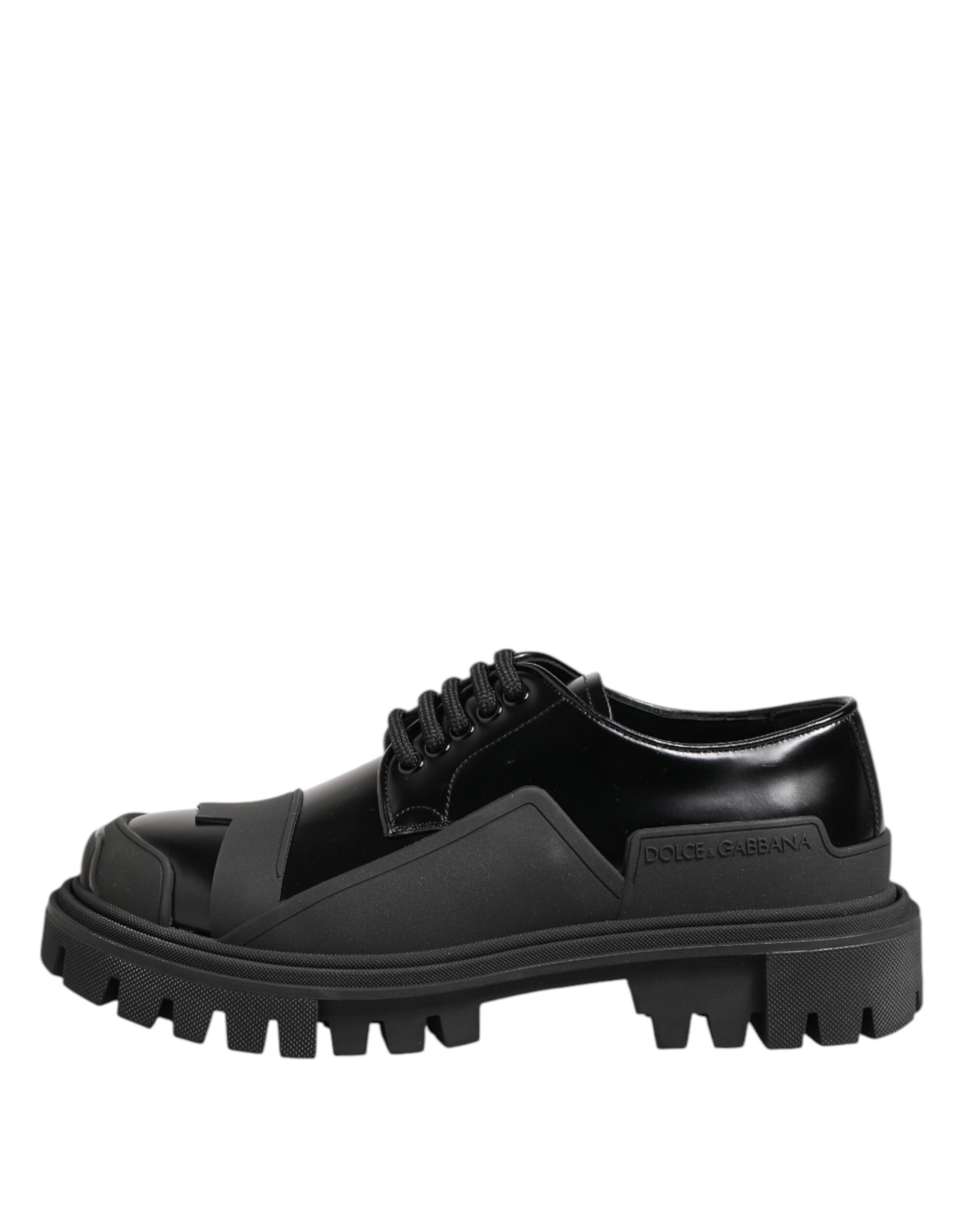 Dolce & Gabbana Black Patent Leather Trekking Derby Shoes | Regal Royce