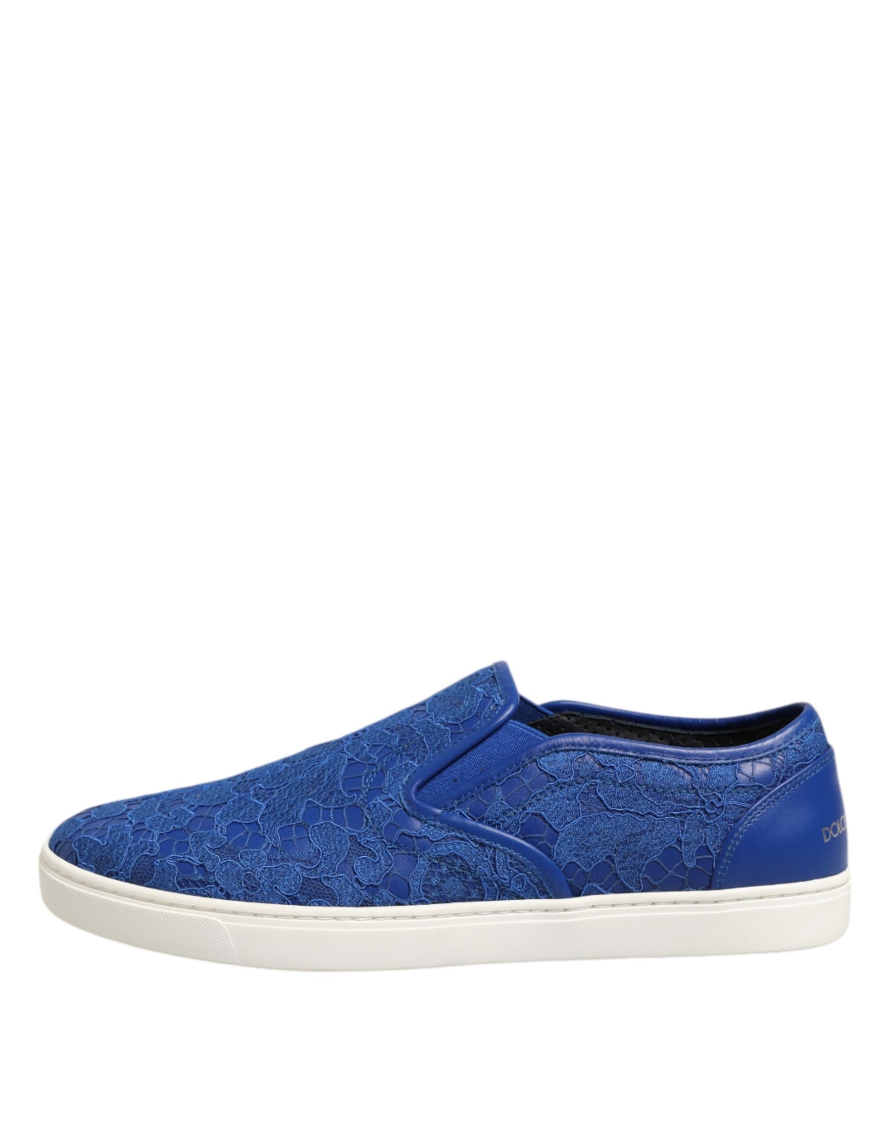 Dolce & Gabbana Blue Leather Lace Slip On Sneaker Shoes | Regal Royce