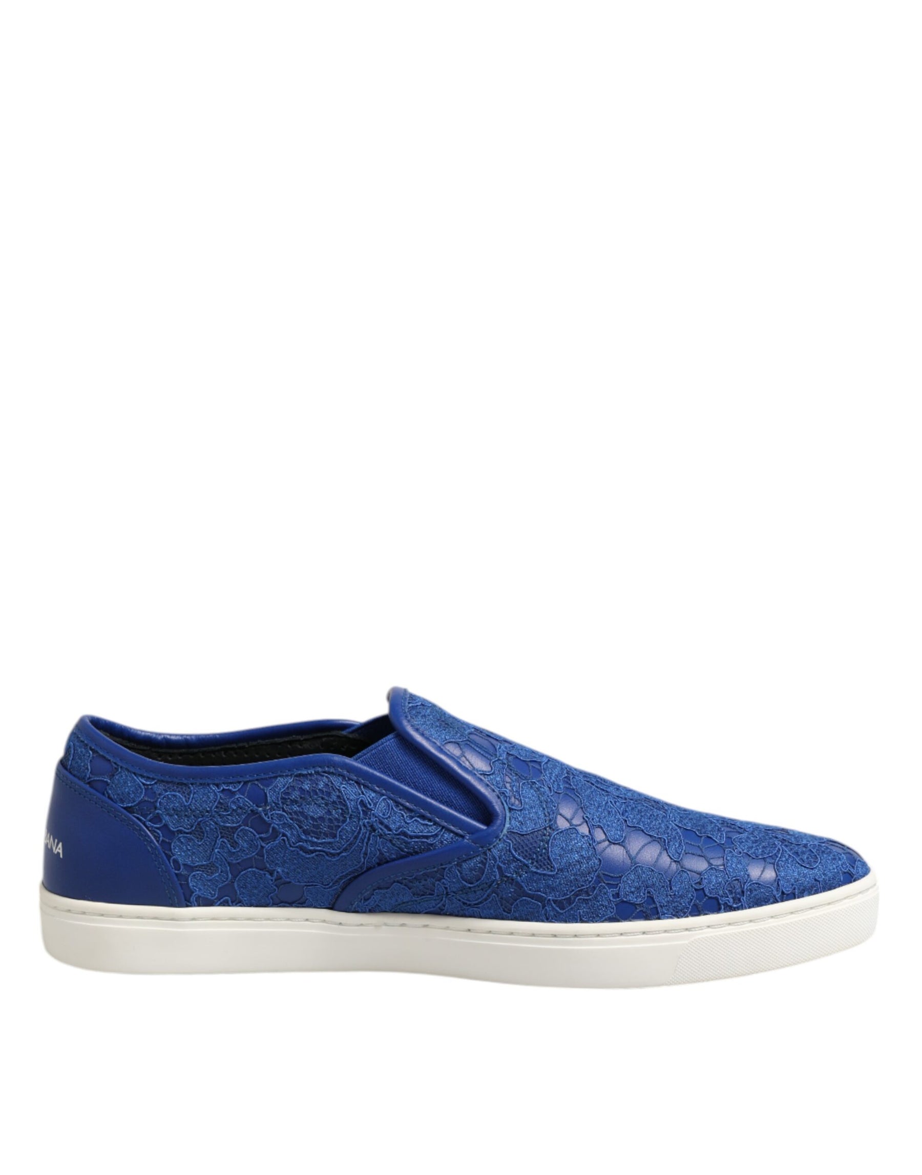 Dolce & Gabbana Blue Leather Lace Slip On Sneaker Shoes | Regal Royce