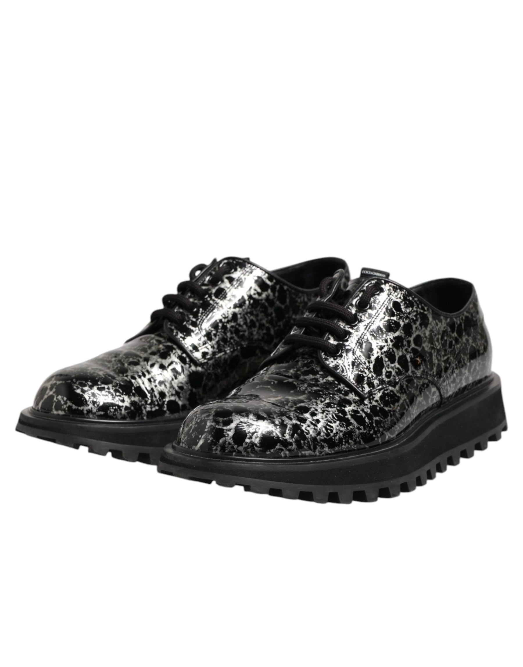 Dolce & Gabbana Black White Calfskin Chunky Derby Shoes | Regal Royce