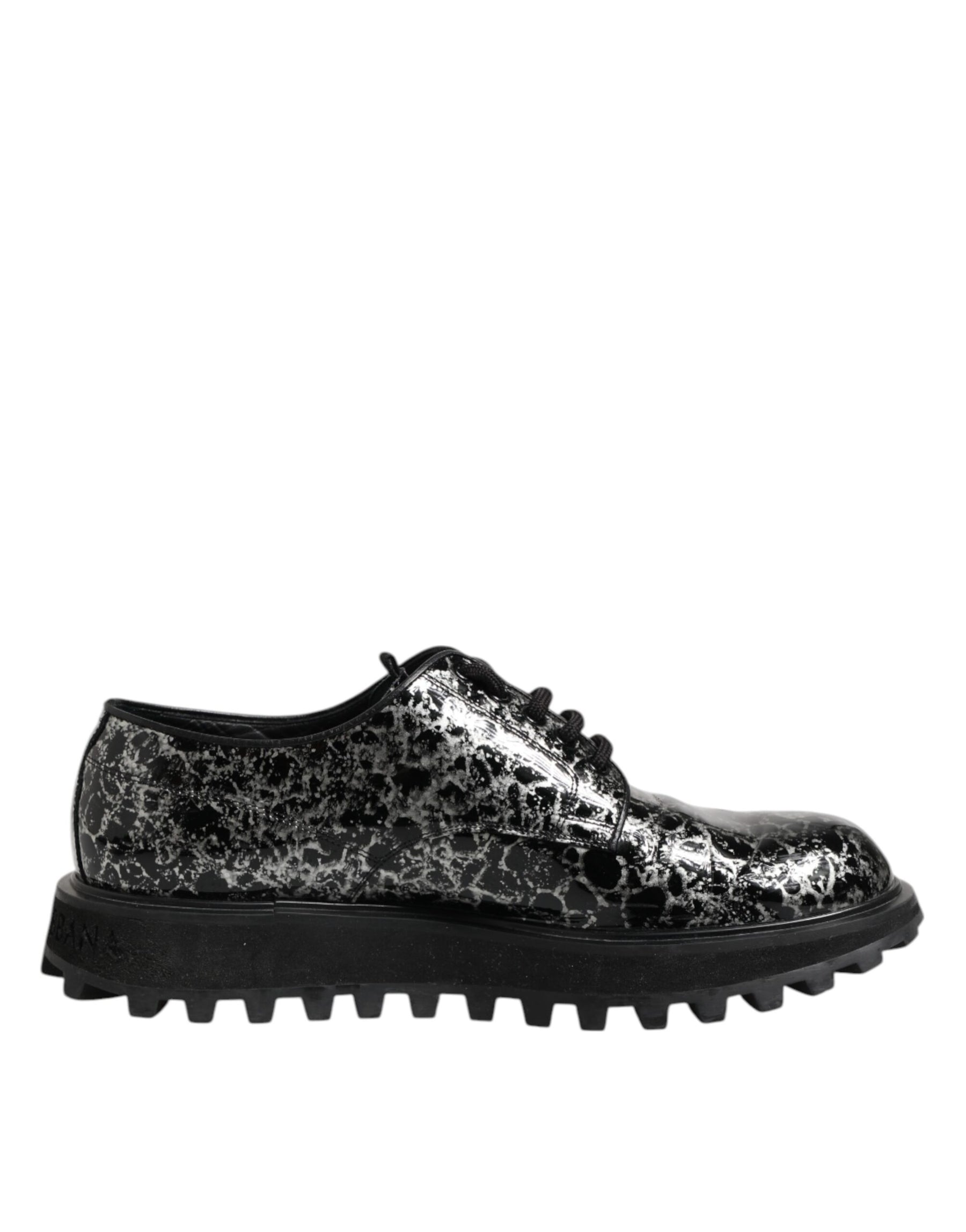 Dolce & Gabbana Black White Calfskin Chunky Derby Shoes | Regal Royce